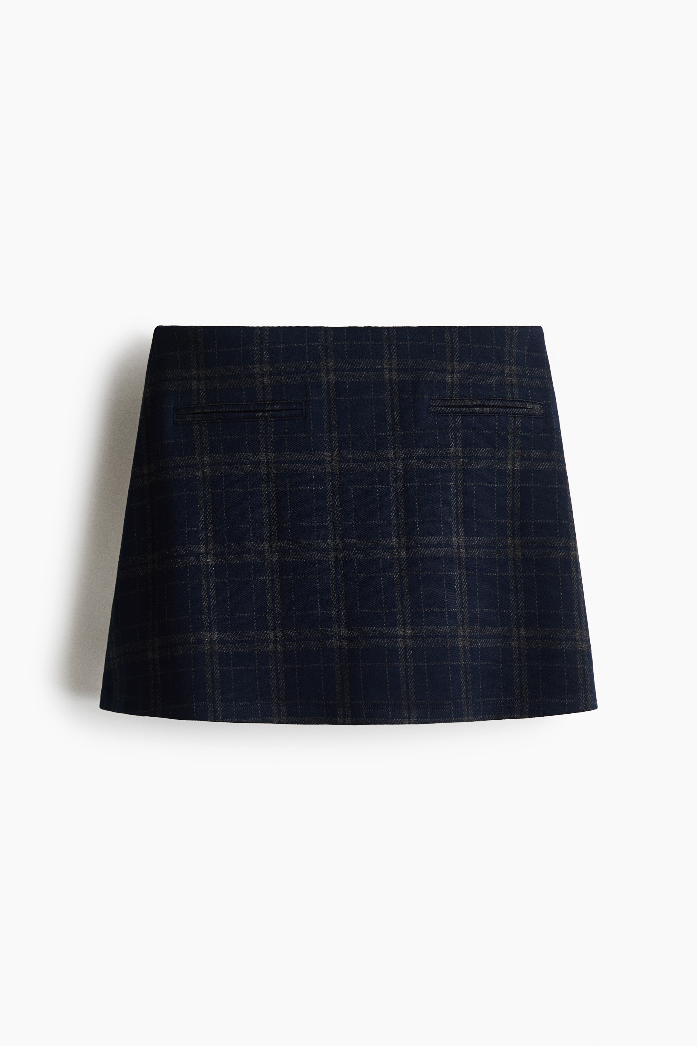 Minifalda short en mezcla de viscosa - Azul marino/Cuadros/Negro