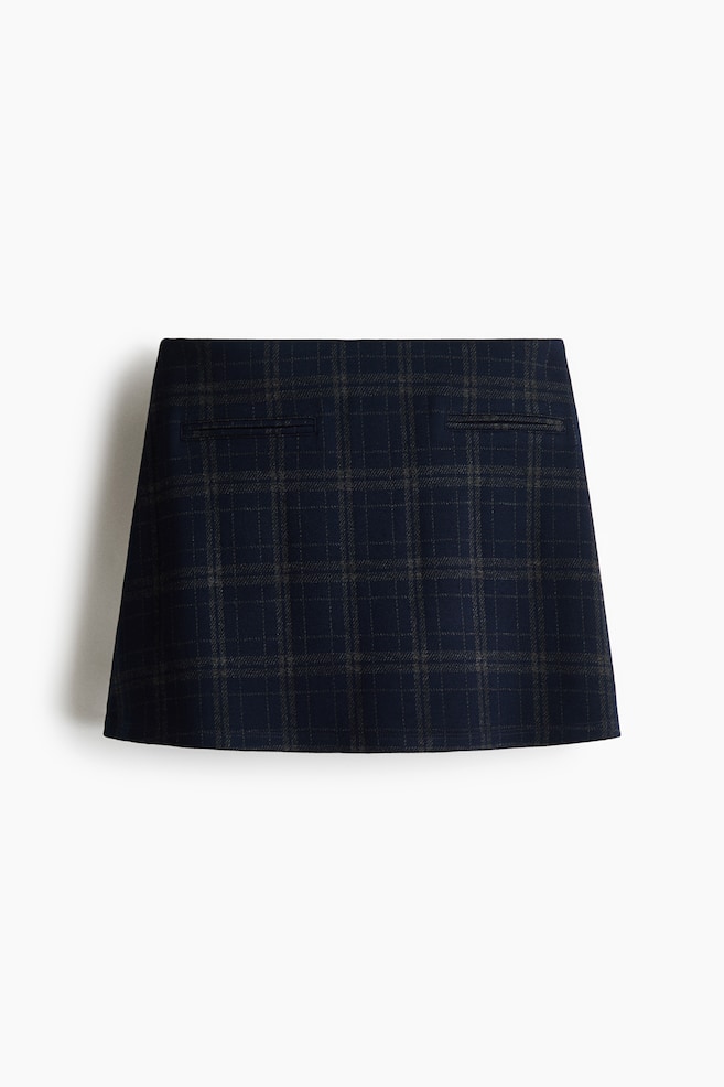 Viscose-Blend Mini Skort - Navy blue/plaid/Black - 1