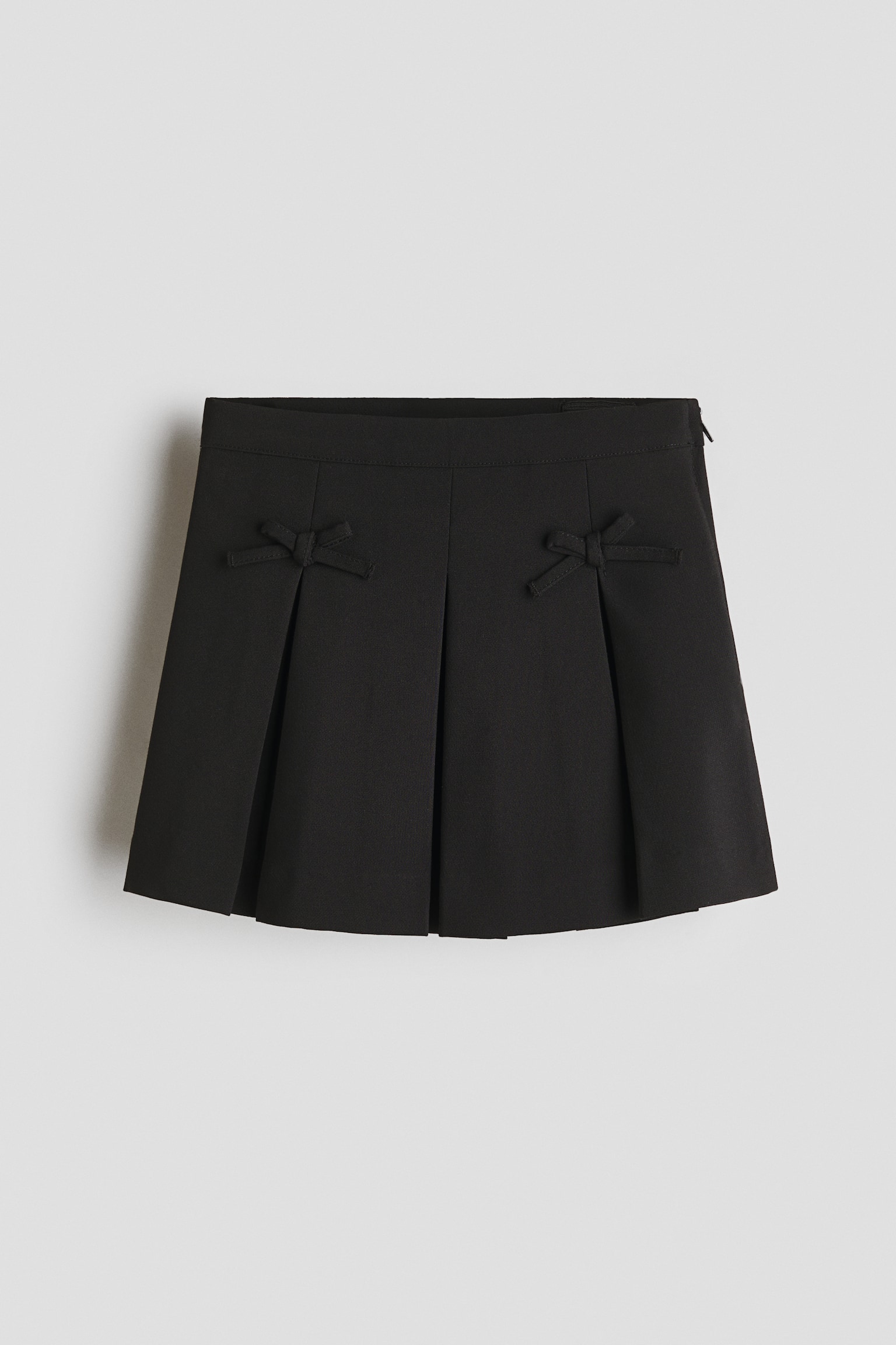 Bow-detail pleated skirt - Black/Light beige/Checked