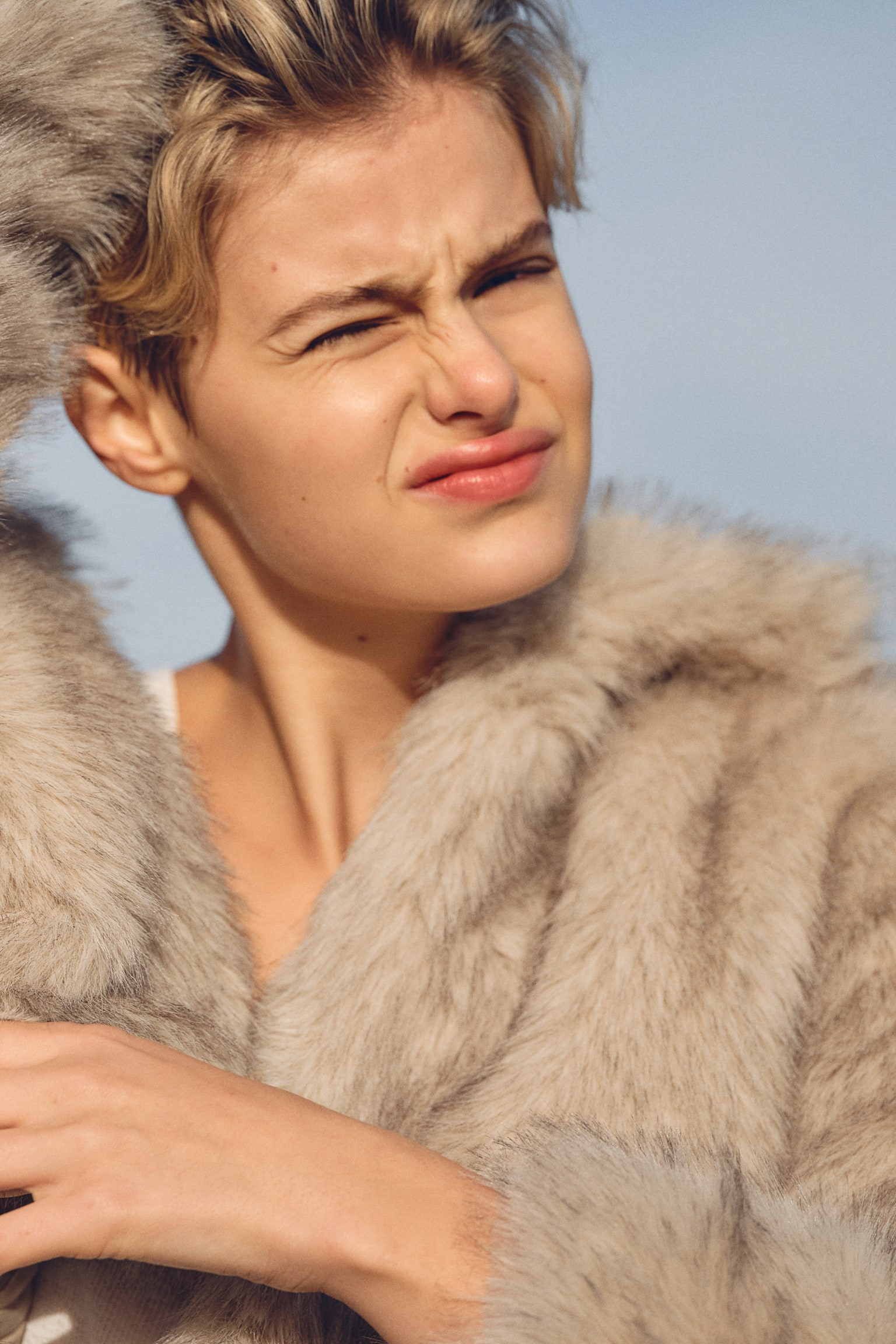 Cropped fluffy jacket - Beige/Brown/Leopard print - 3