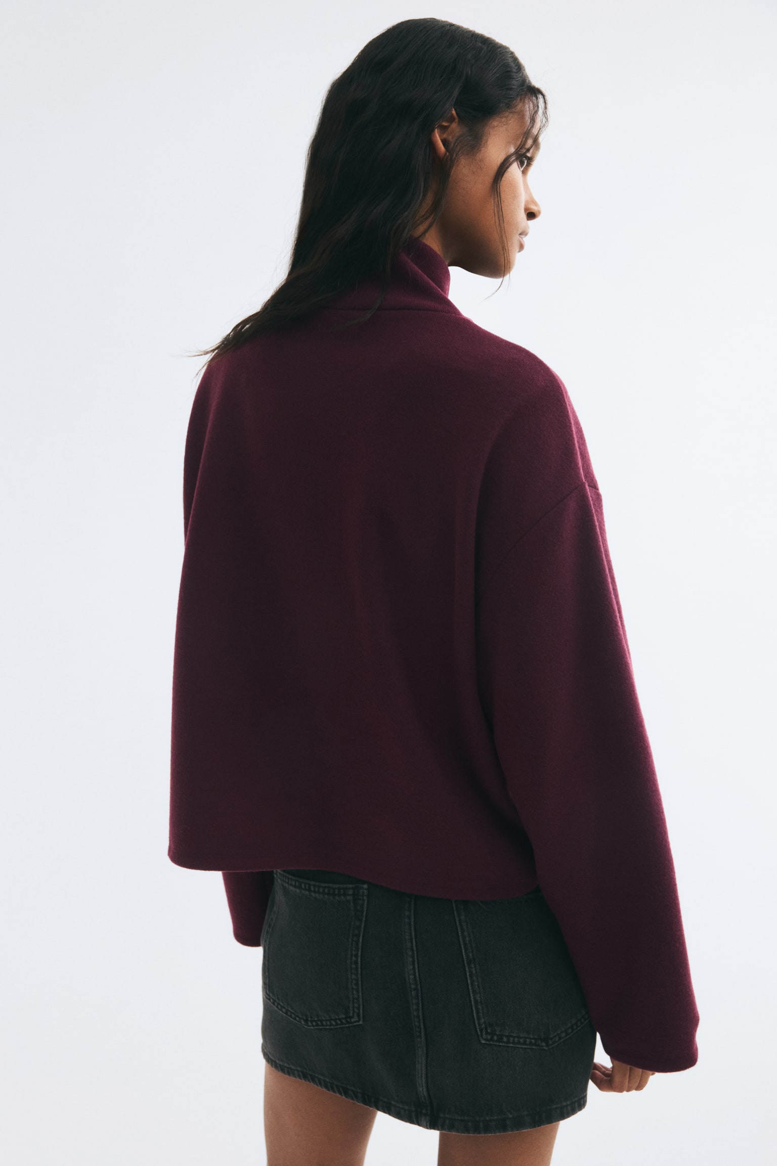 Женский свитер H&M Loose-Fit Mock Turtleneck, цвет: Бордовый — фото 5