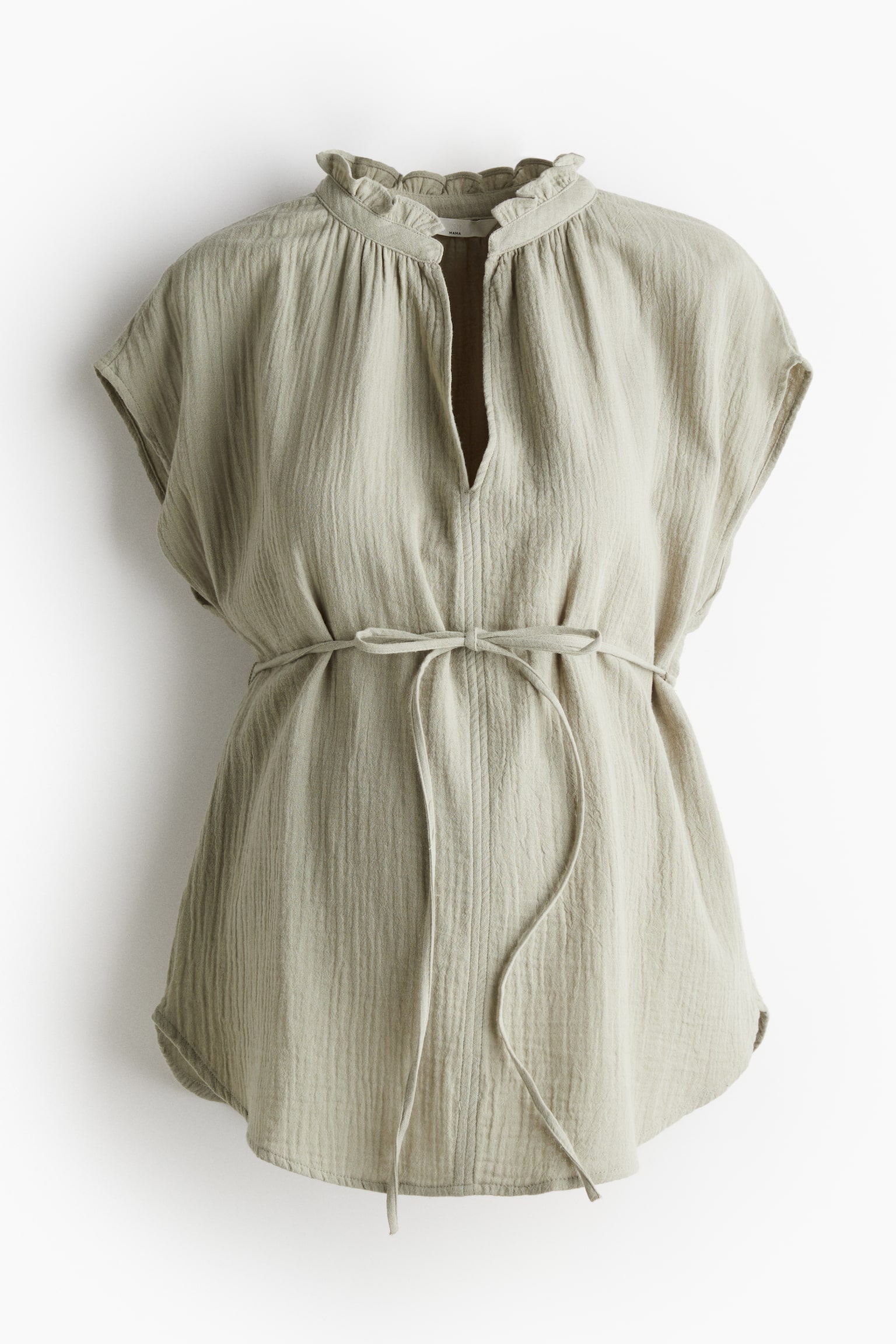 MAMA Cotton muslin blouse - Light khaki green - 2