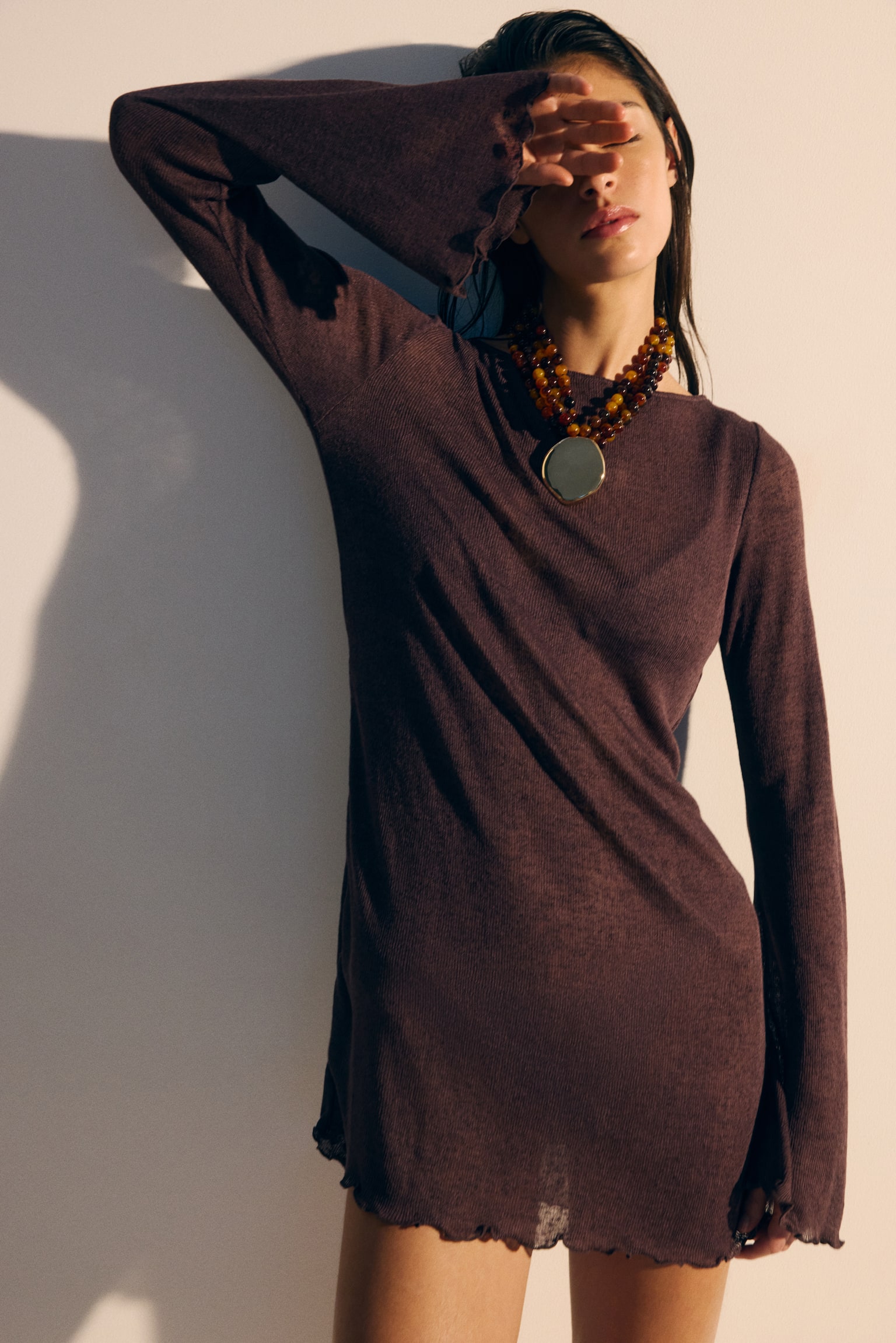 Mini beach dress - Dark brown/Black - 6