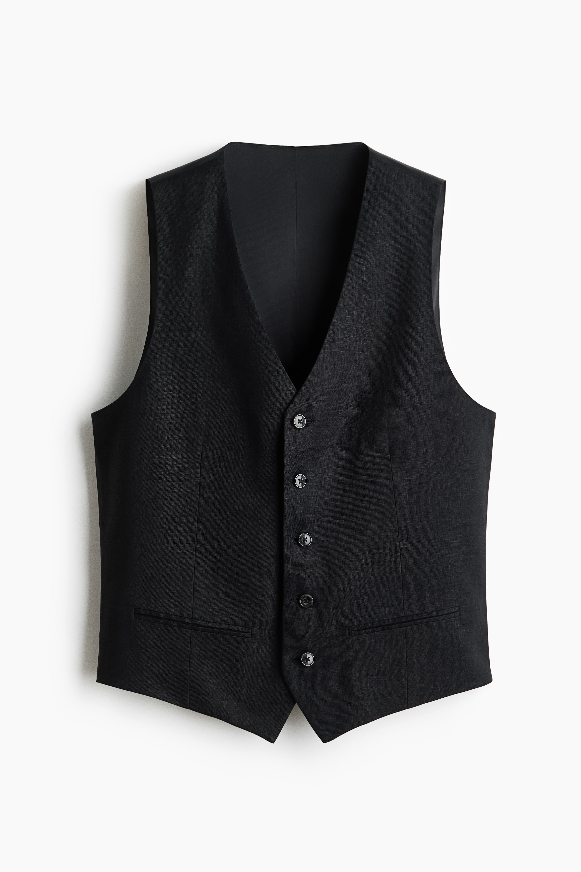 Slim Fit Linen suit waistcoat - Black/Light beige/Navy blue