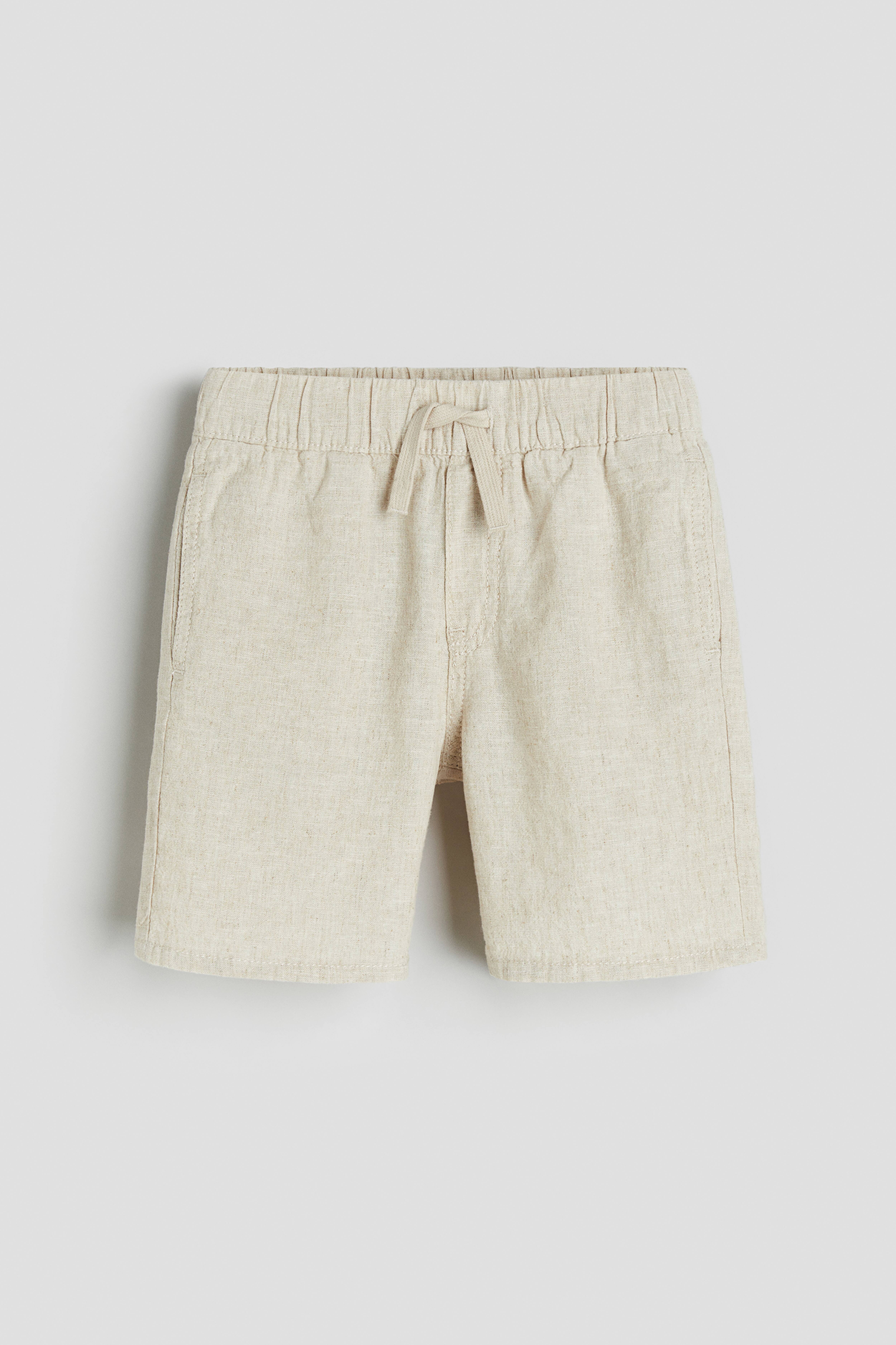 Boys White Linen blend Pull on Shorts Size 6 5 6Y H M