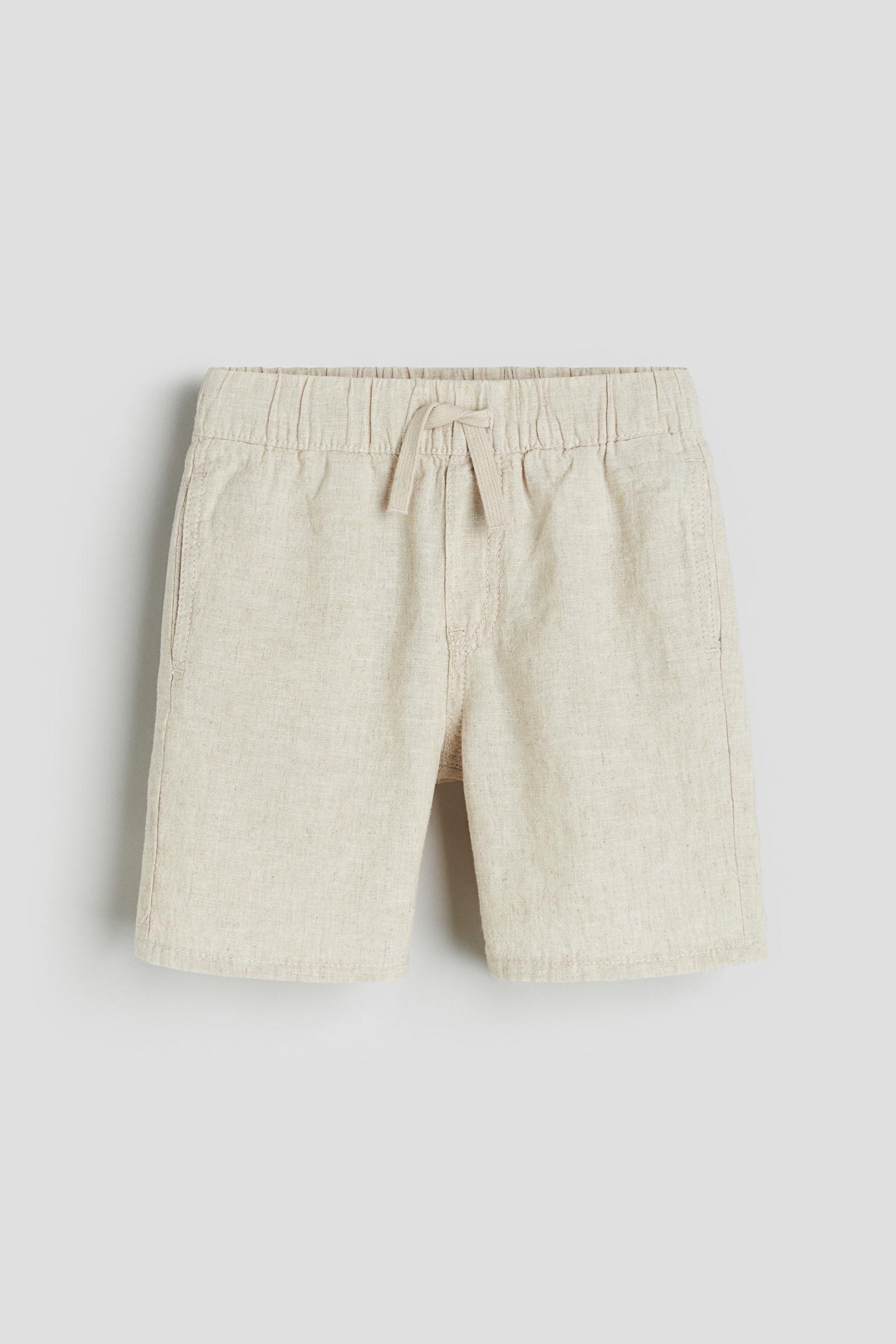 Linen-blend Pull-on Shorts - Regular waist - Knee-length - Light beige ...