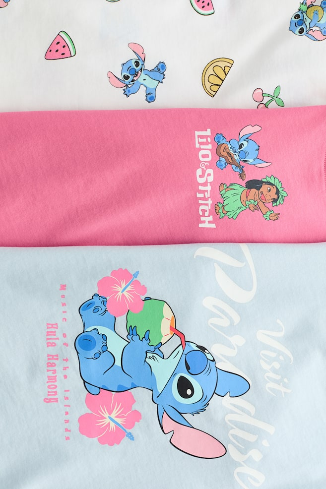 3-pack Printed Jersey Tops-Light blue/Lilo & Stitch - 2