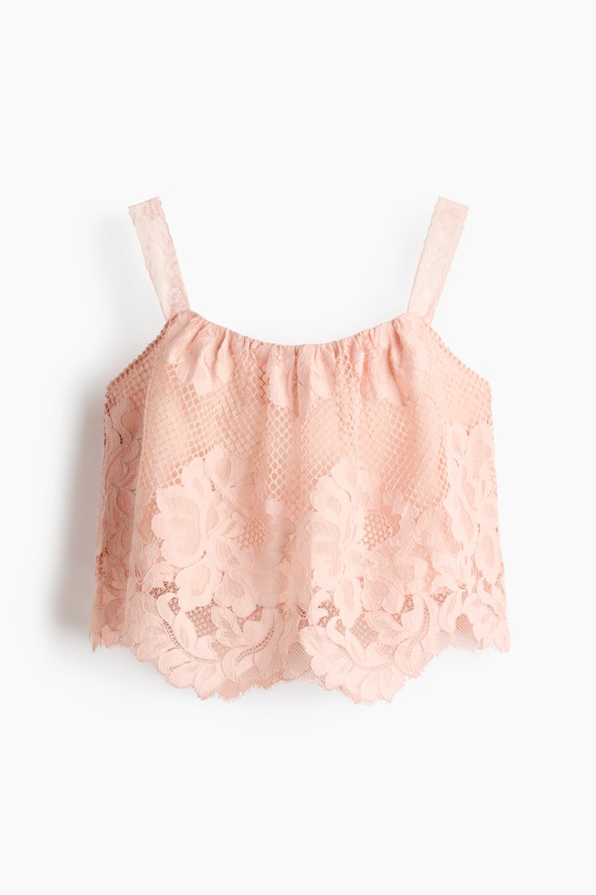 Scalloped Lace Top - Dusty pink - 1