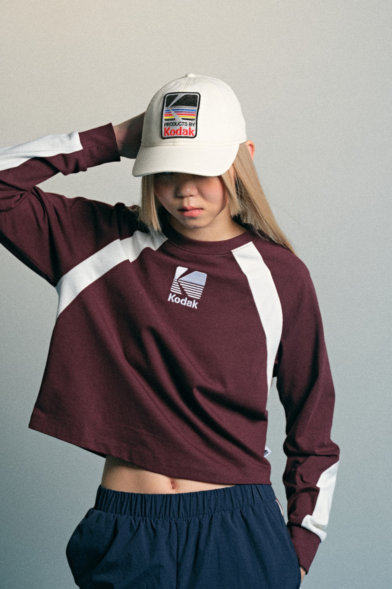 Mũ lưỡi trai dệt chéo có chi tiết may đáp - Màu kem/Kodak - 5