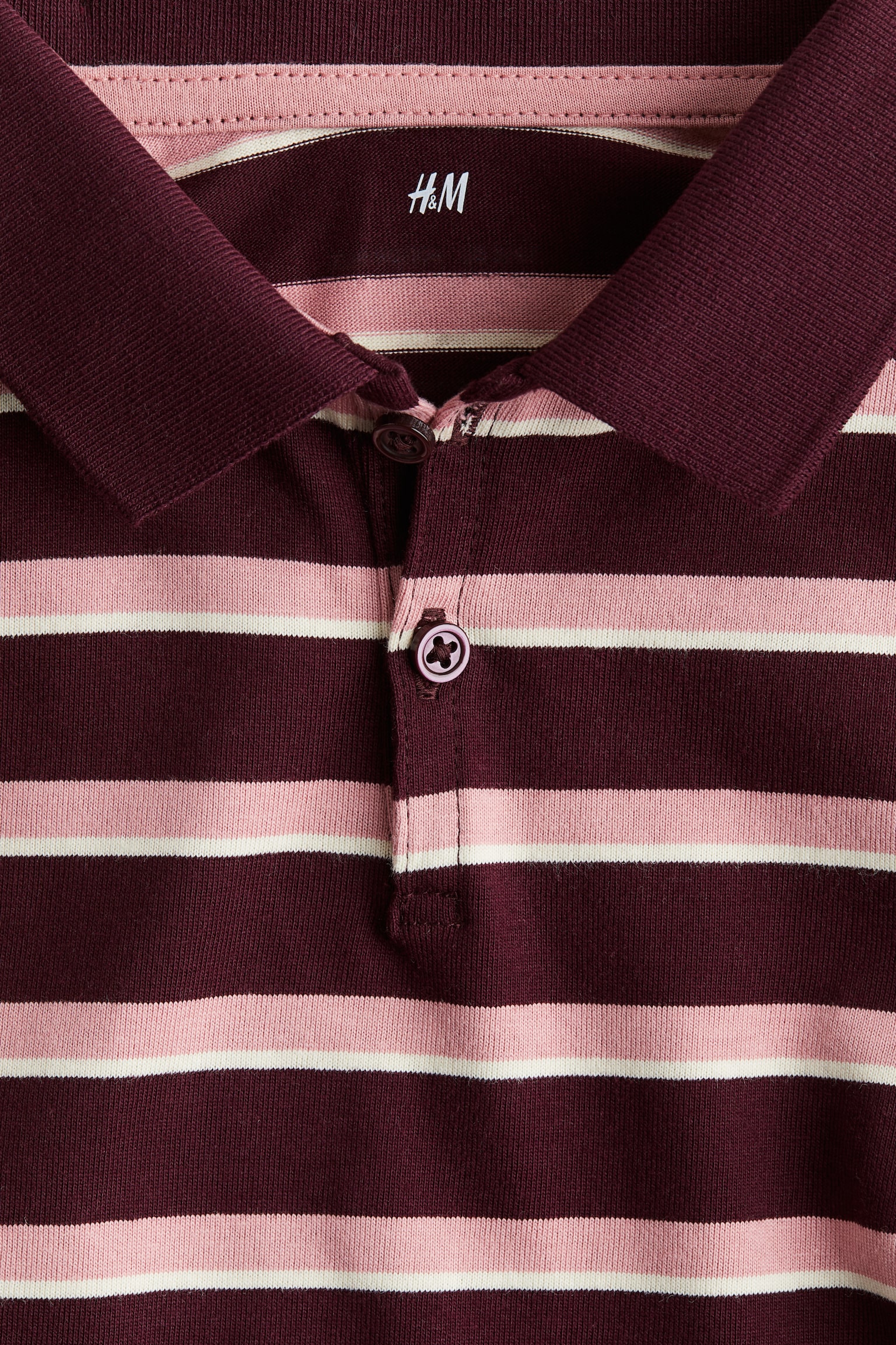 Cotton polo shirt - Dark red/Striped - 4