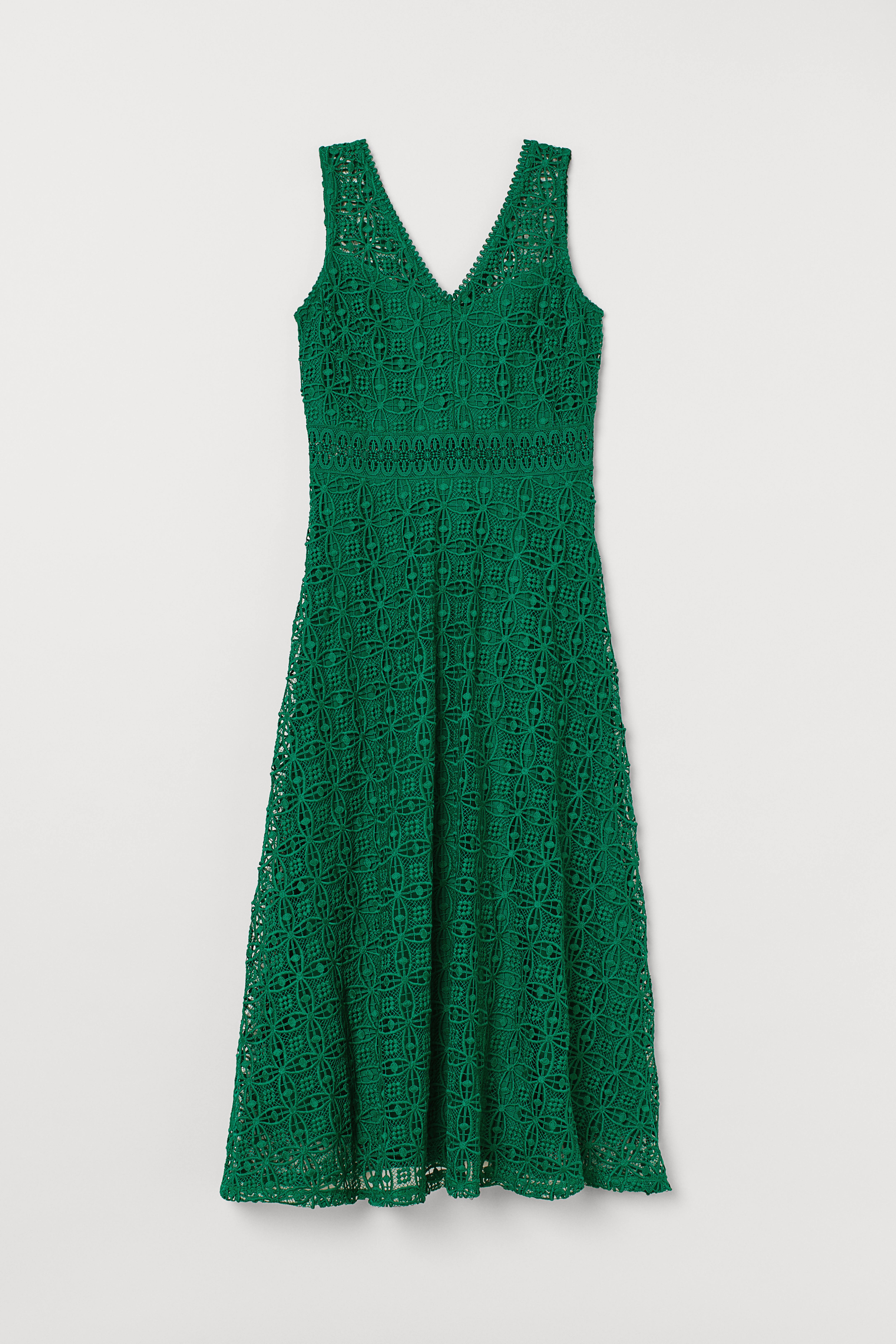 H&m green lace dress fashion