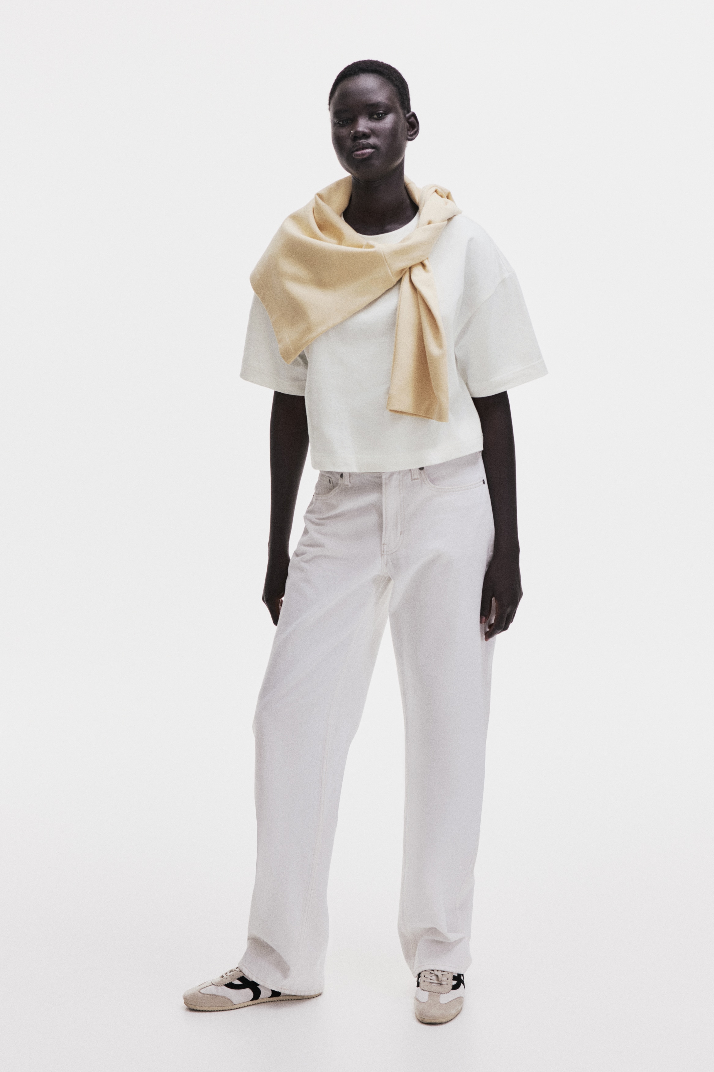 T-shirt squadrata - Bianco/Blu navy/Bianco/marrone scuro righe/Blu-grigio