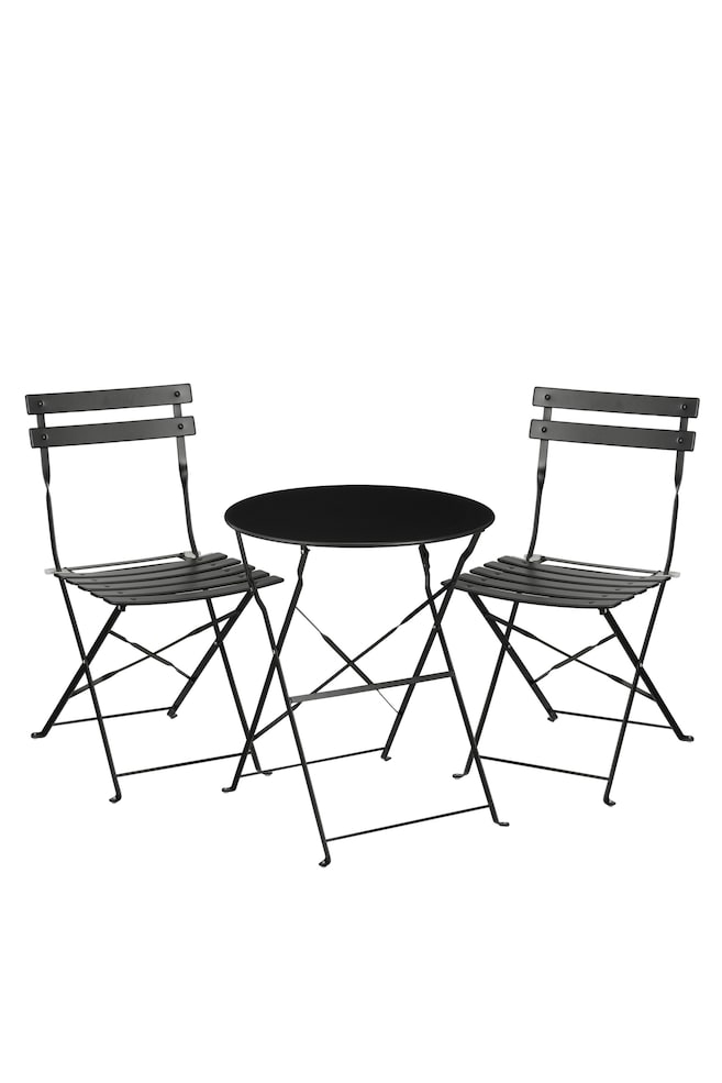 Ensemble Bistro En Métal - Noir/Vert Clair/Blanc - 1