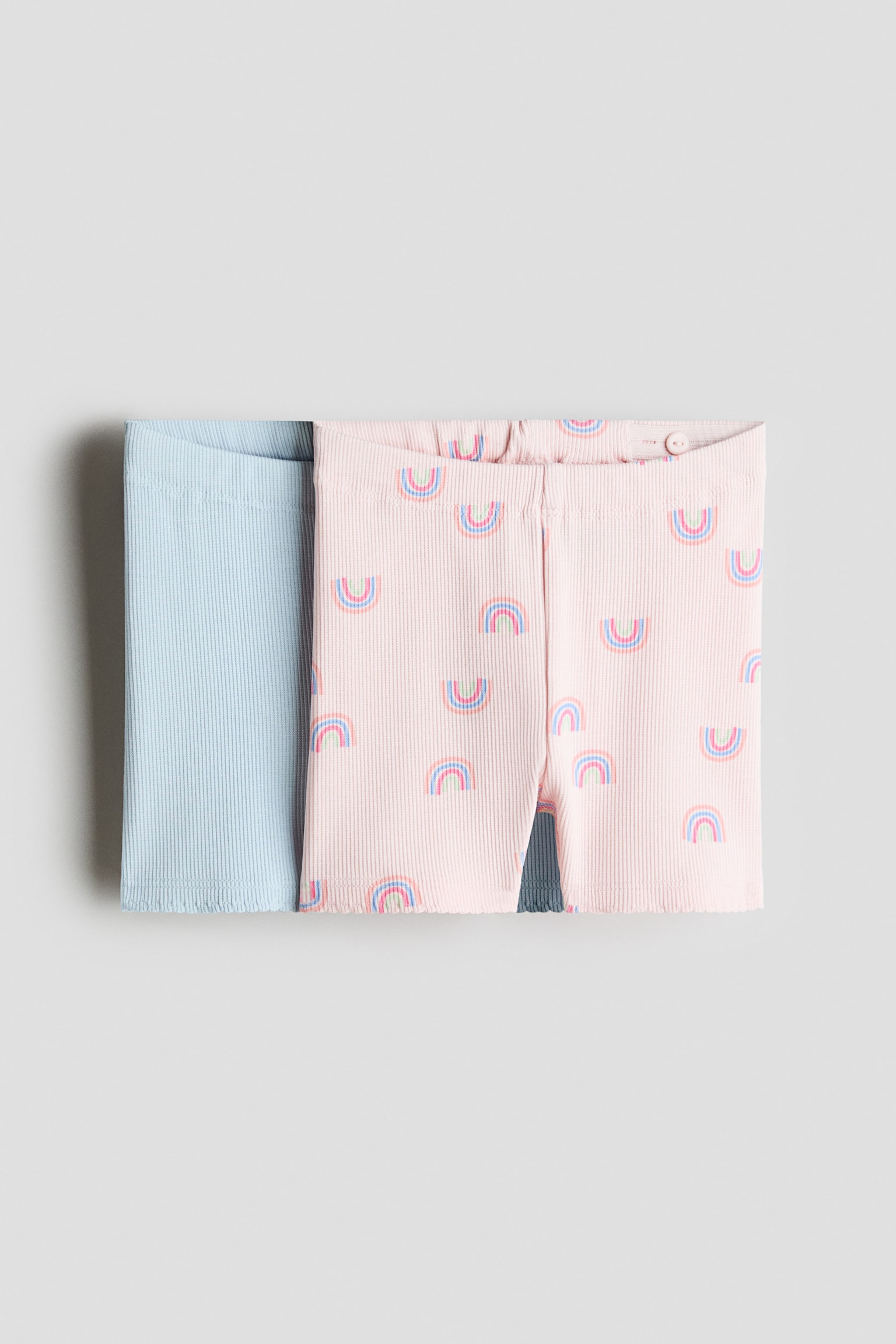 2-pack ribbed cycling shorts - Light pink/Light blue/Red/Floral