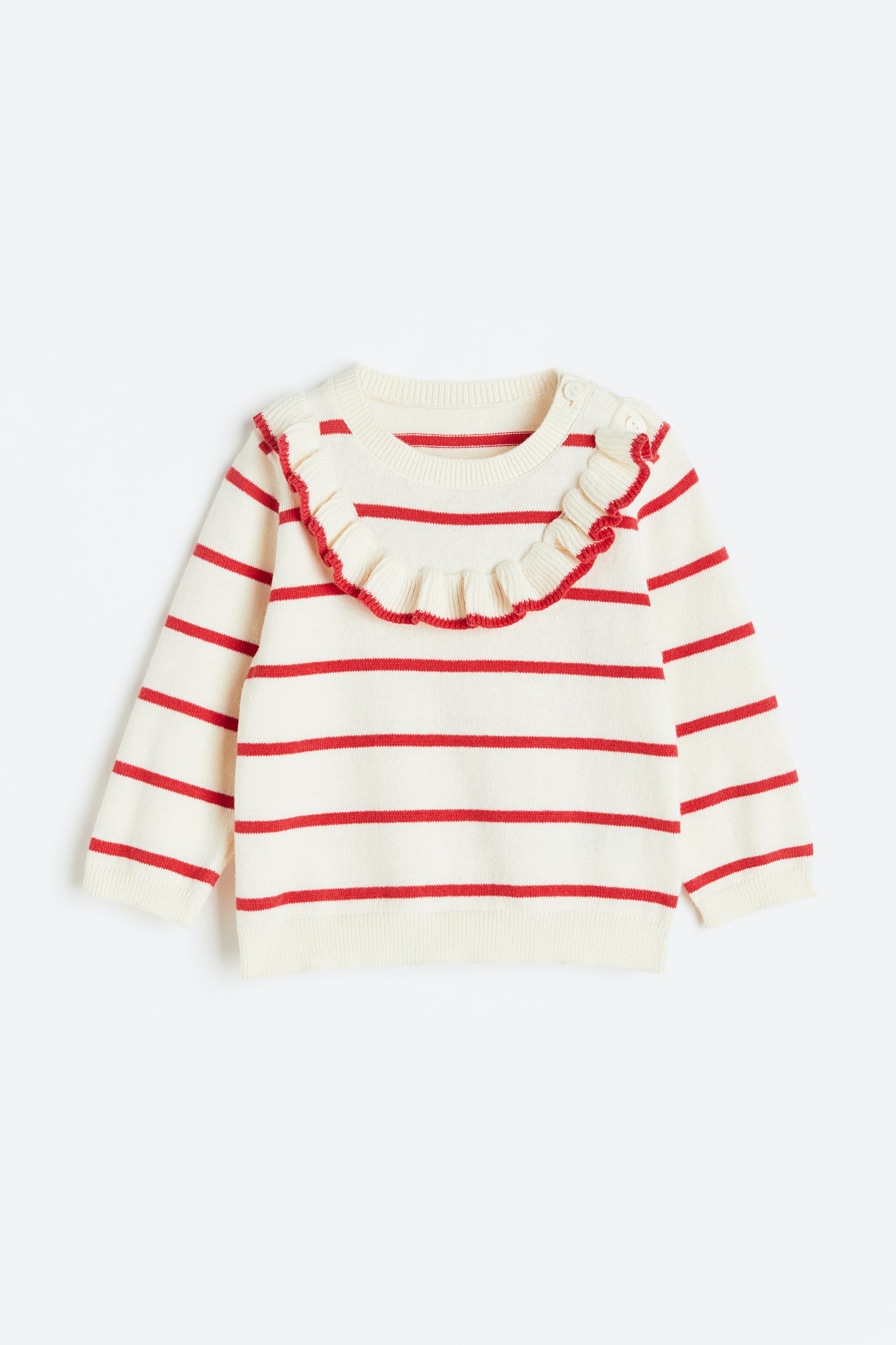 Se større billede: Jacquardstrikket trøje - Hvid/Rødstribet - BØRN | H&M DK 1