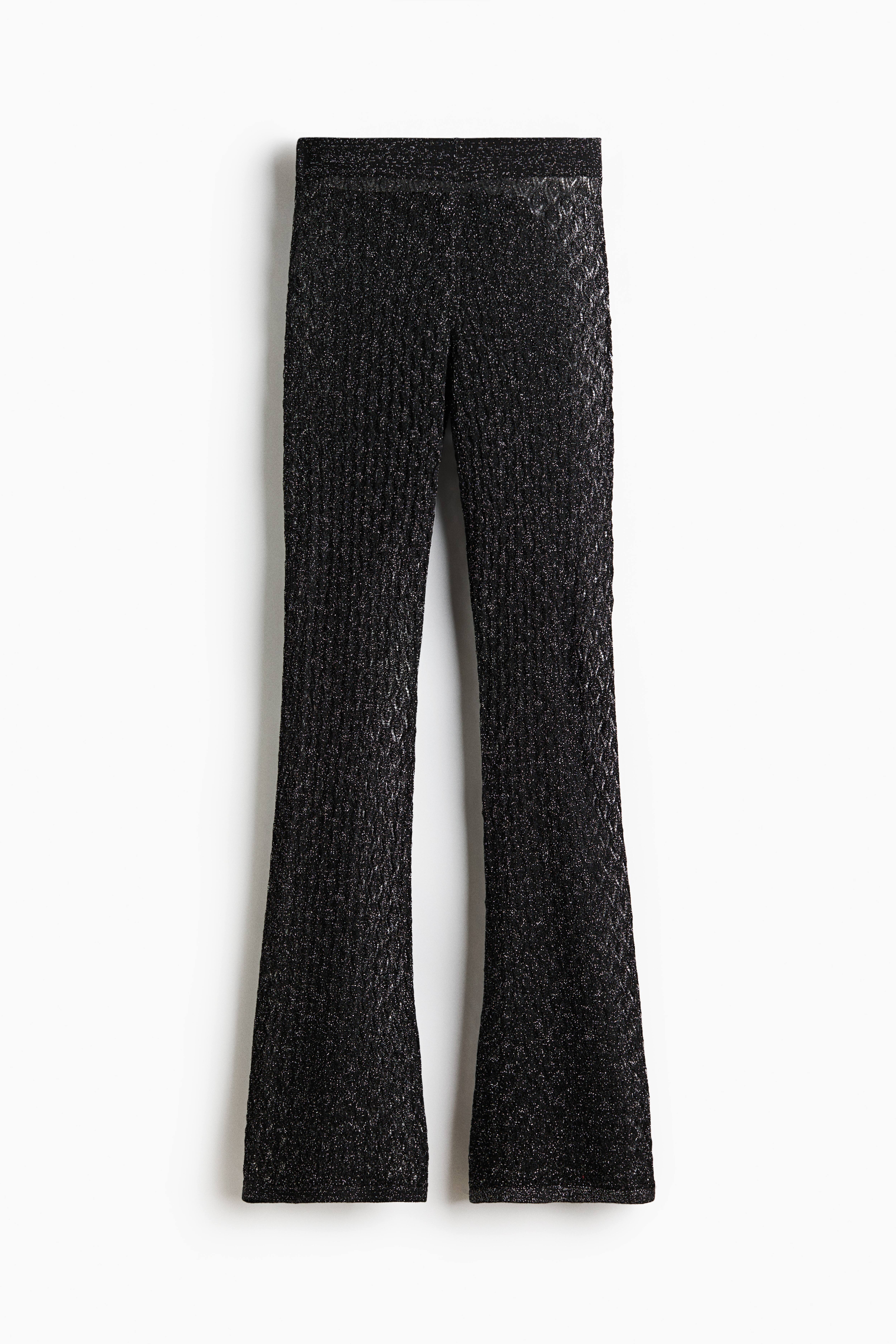 Shimmery Pointelle-Knit Pants