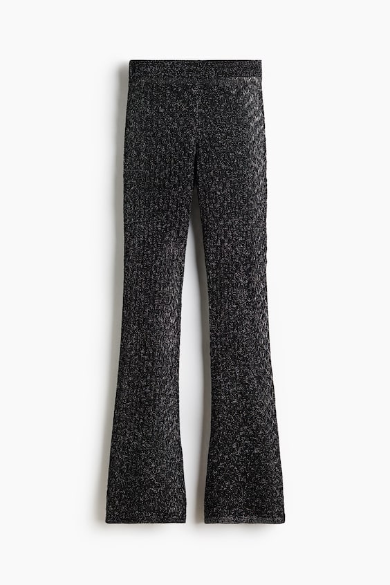 Женские брюки H&M Shimmery Pointelle-Knit, цвет: Чёрный