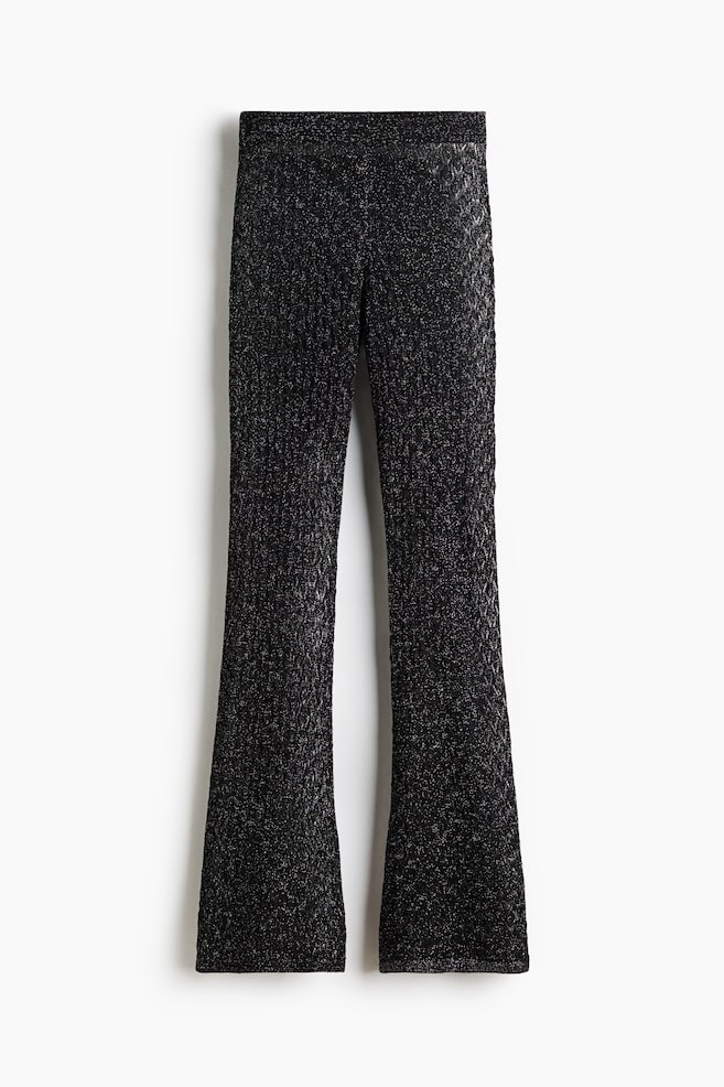 Pantalón en punto pointelle brillante - Negro/Rojo ciruela - 1