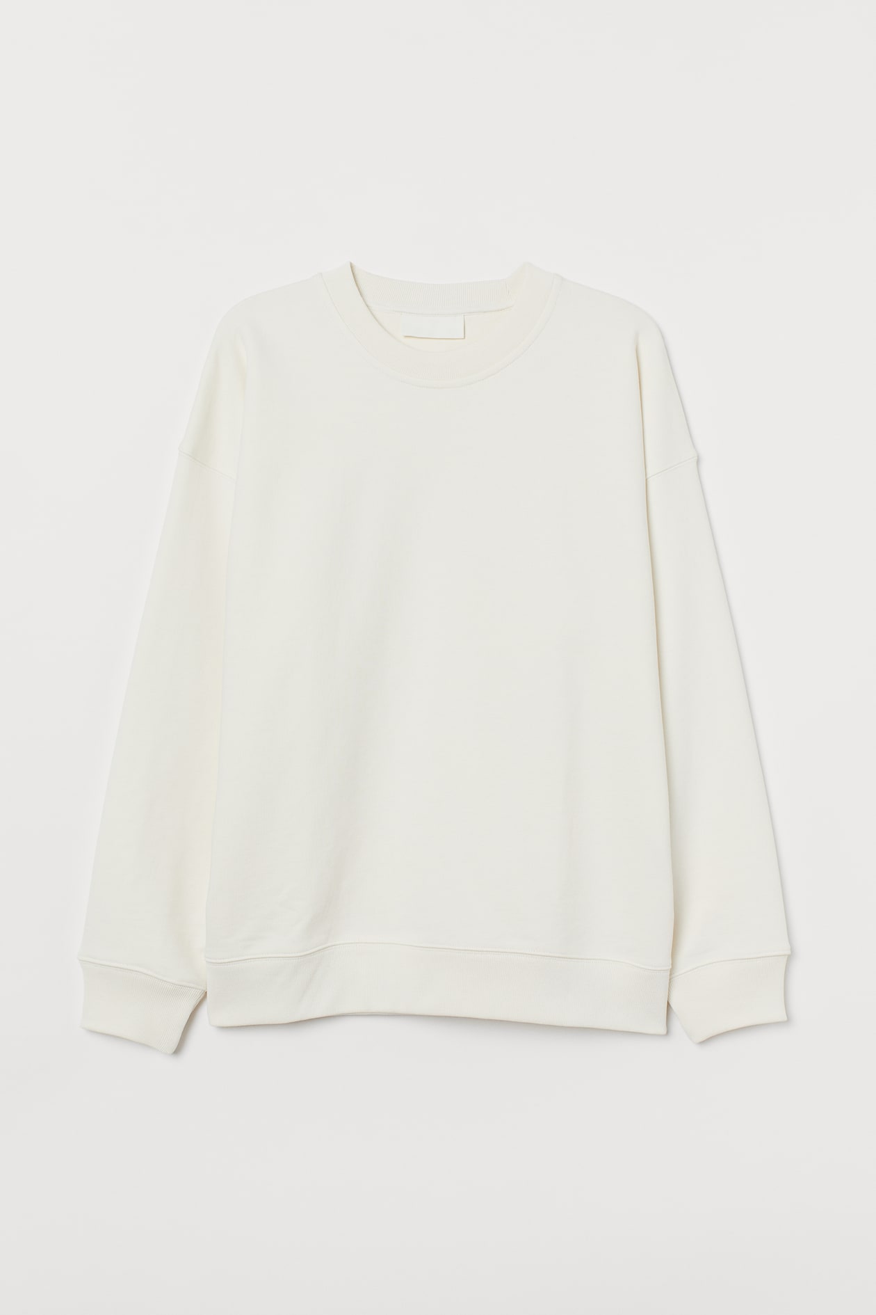 Oversized Fit Cotton Sweatshirt - Round Neck - Long sleeve - Cream ...