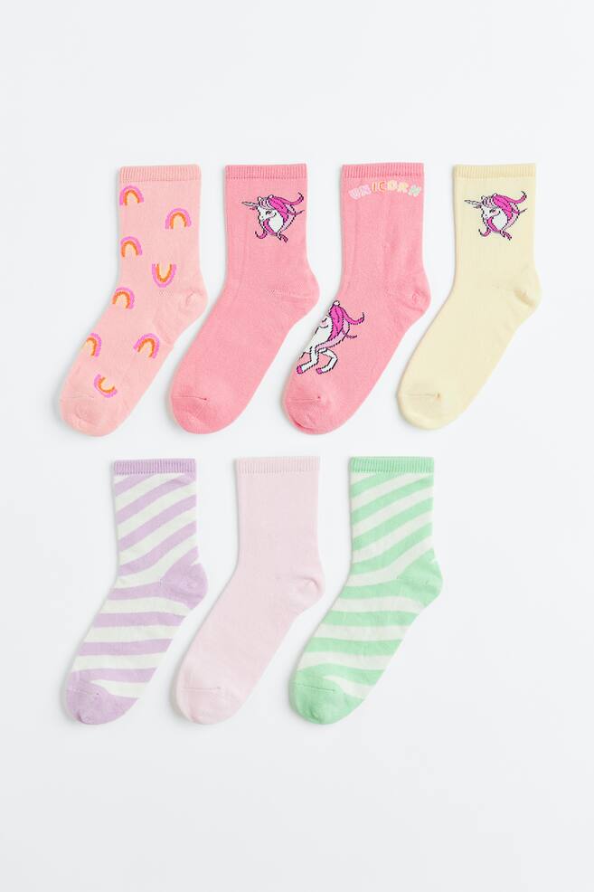 7-pack socks - Light pink/Unicorns - 1