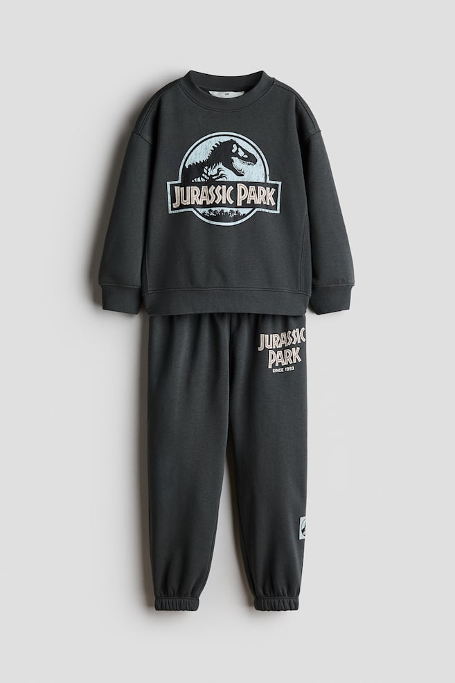 2-piece printed sweatshirt set - Dark grey/Jurassic World/Light grey marl/Mickey Mouse/Beige/PAW Patrol/Dusty turquoise/Minecraft/Black/Super Mario/Red/Cars/Dark grey/Minecraft - 1