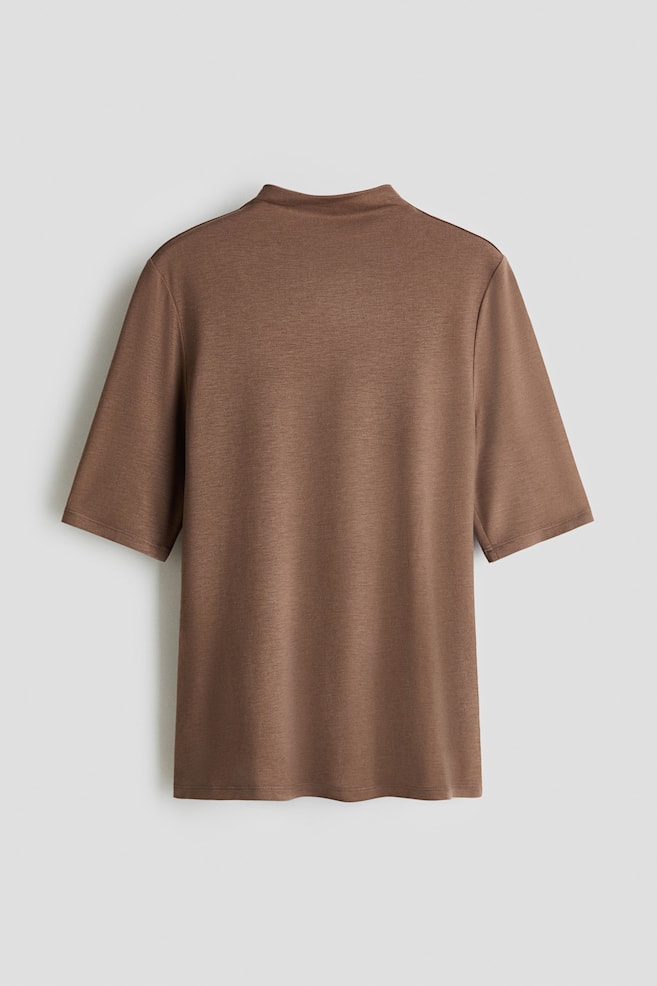 T-shirt à col cheminée Warming Slim Fit - Marron/Blanc - 1