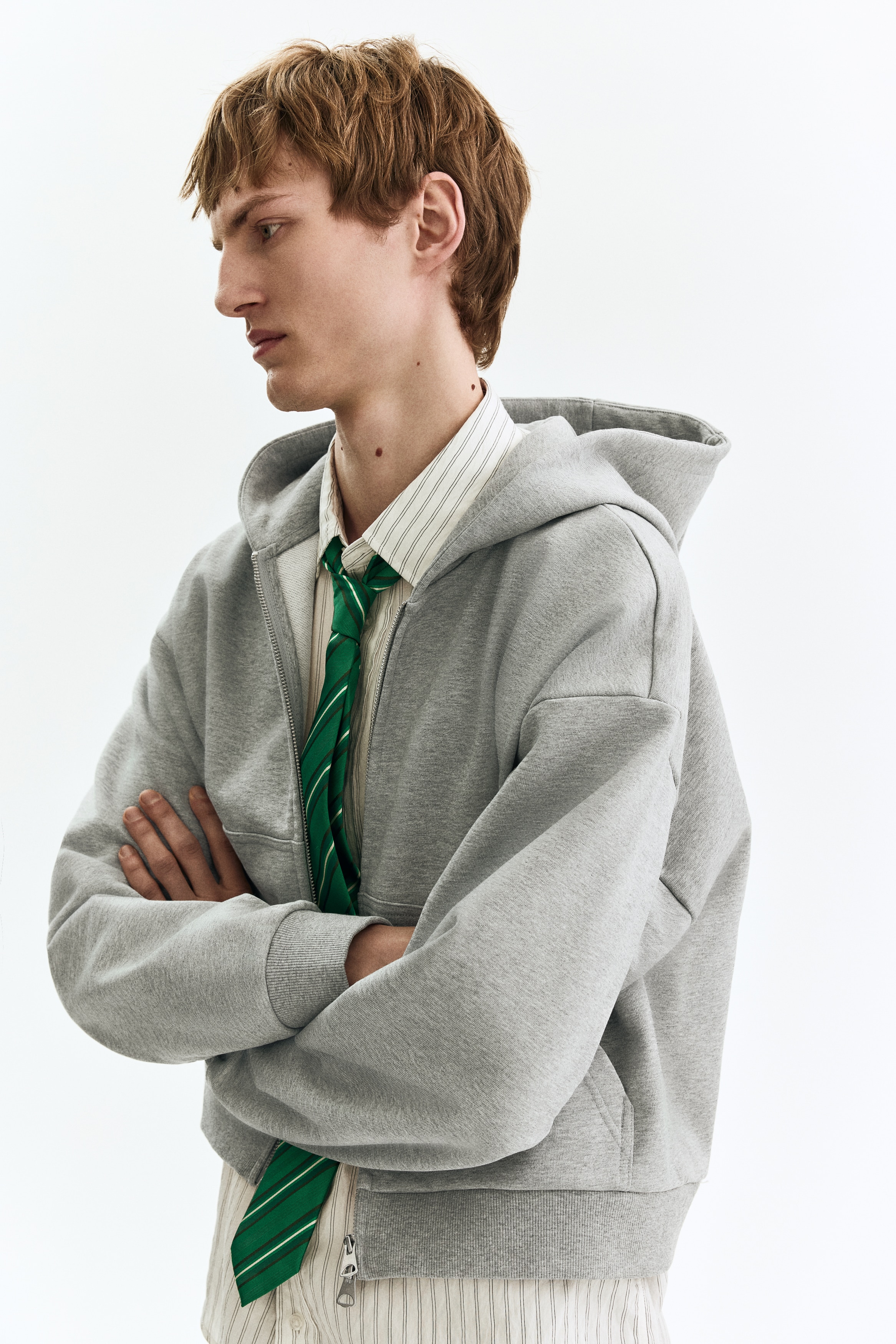 オーバーサイズフィット フルジップスウェットパーカ - ピンク | H&M JP
