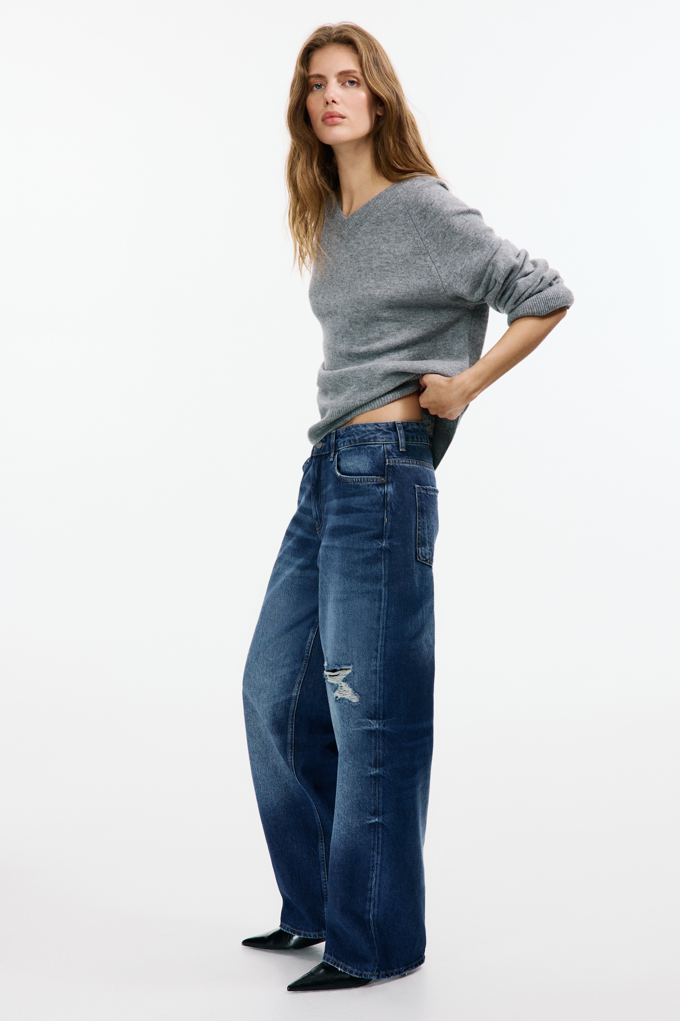 Baggy Low Waist Jeans - Dark denim blue/Denim black