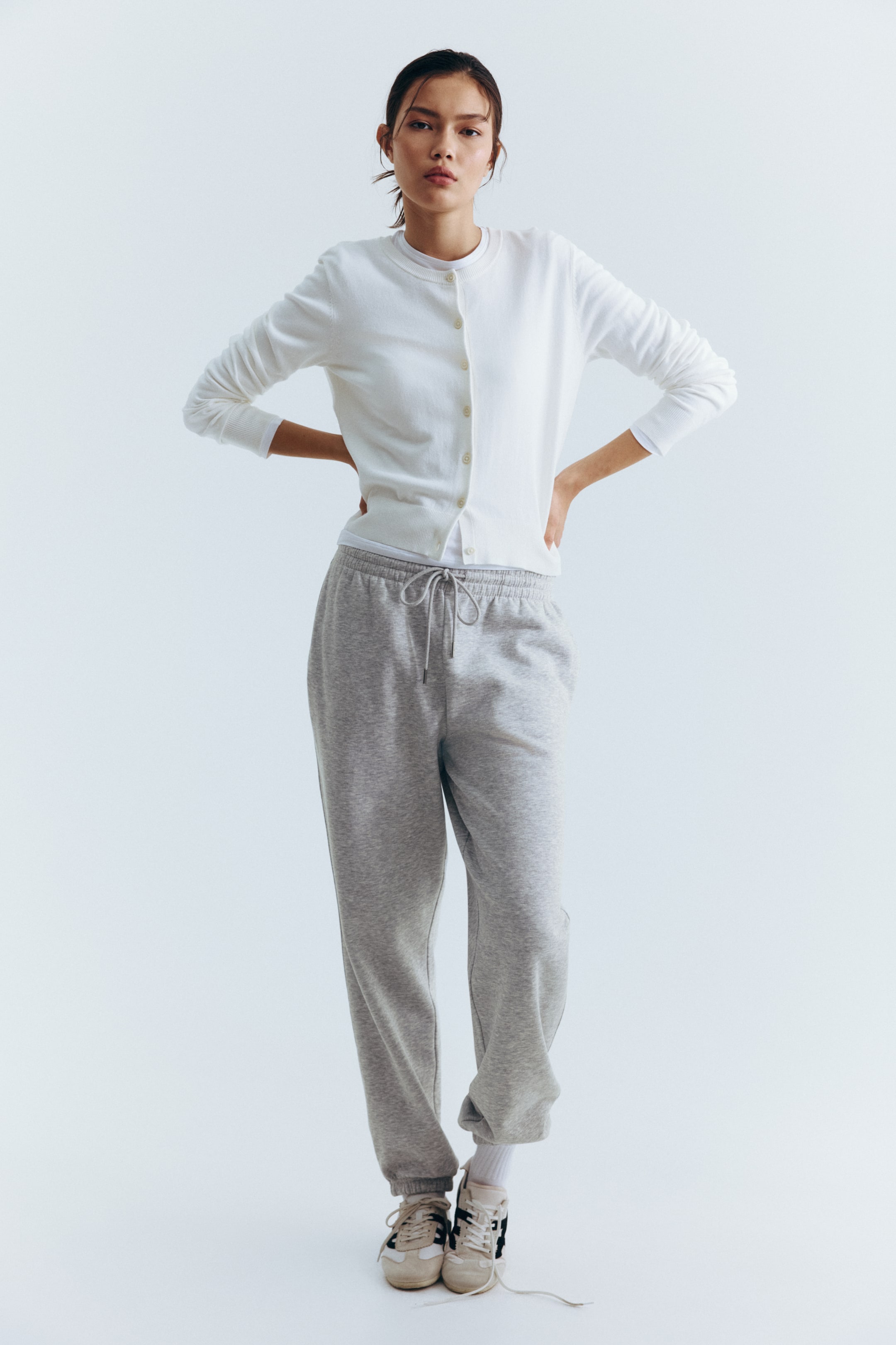 View larger image: Cotton-blend sweatpants - Light grey marl - Ladies | H&M SG 3