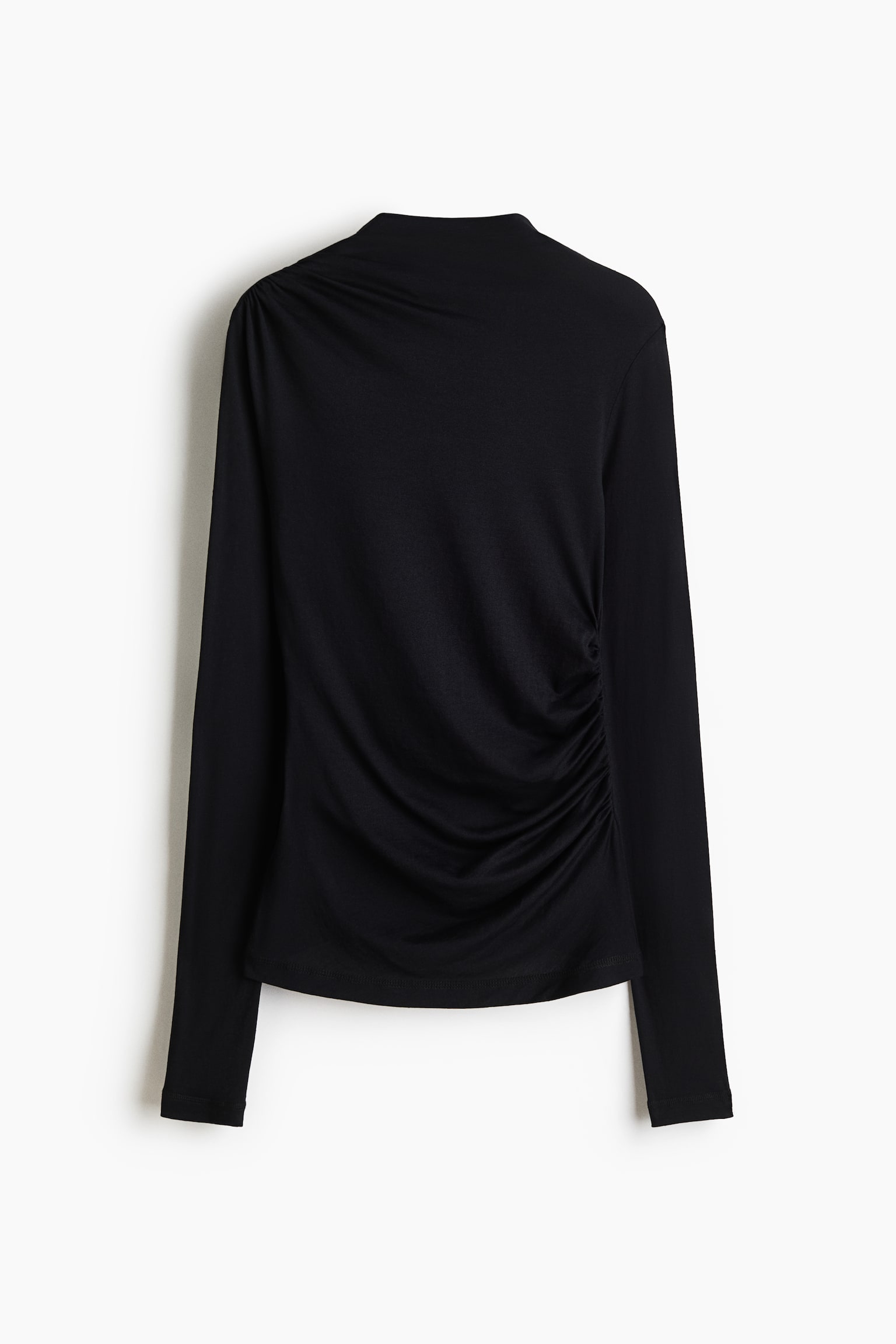 Draped silk-blend top - Black/Truffle grey - 2