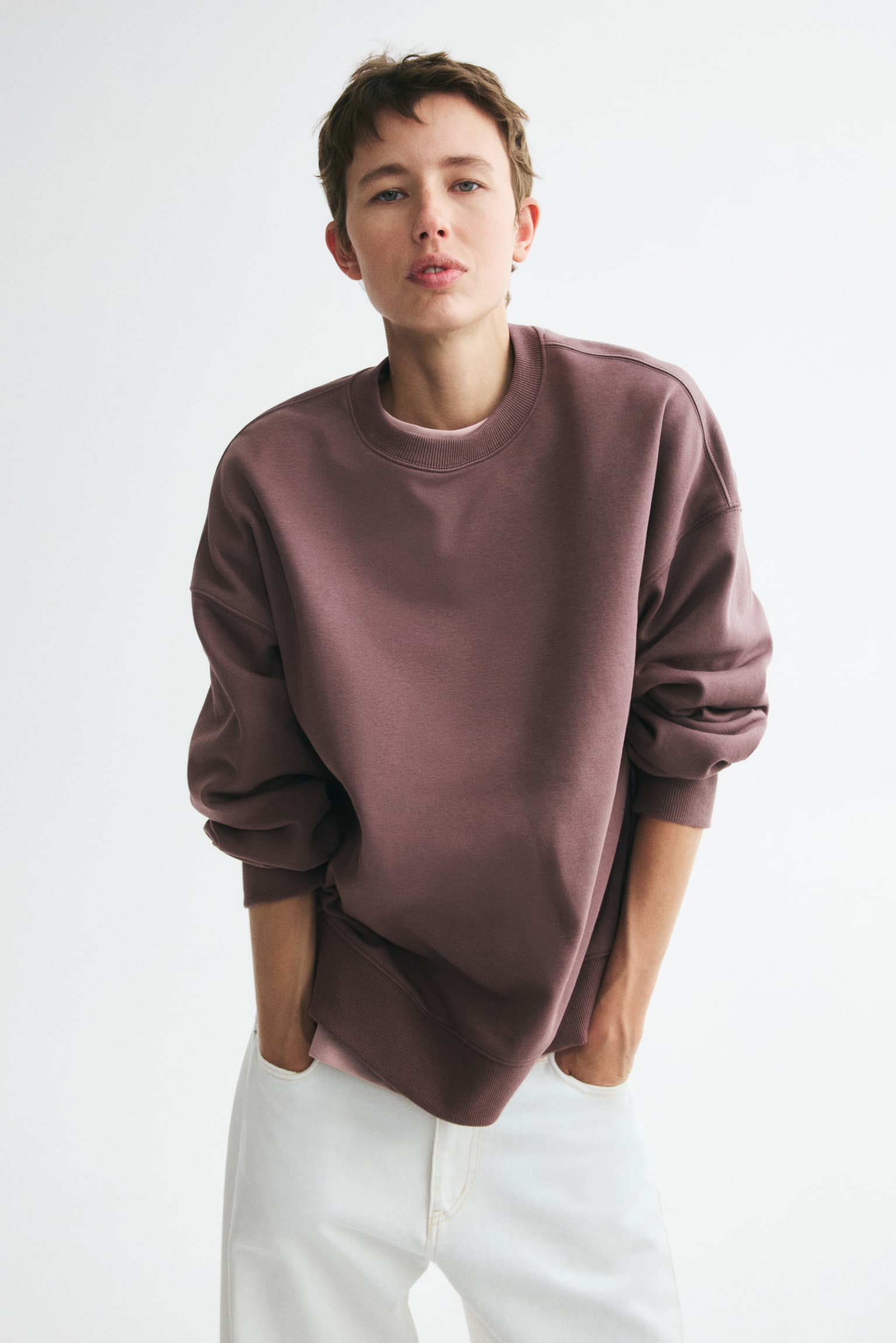 Oversized sweatshirt - Mole/Burgundy/Anthracite grey/Black/Light grey marl/Light dusty pink/Dark greige - 1