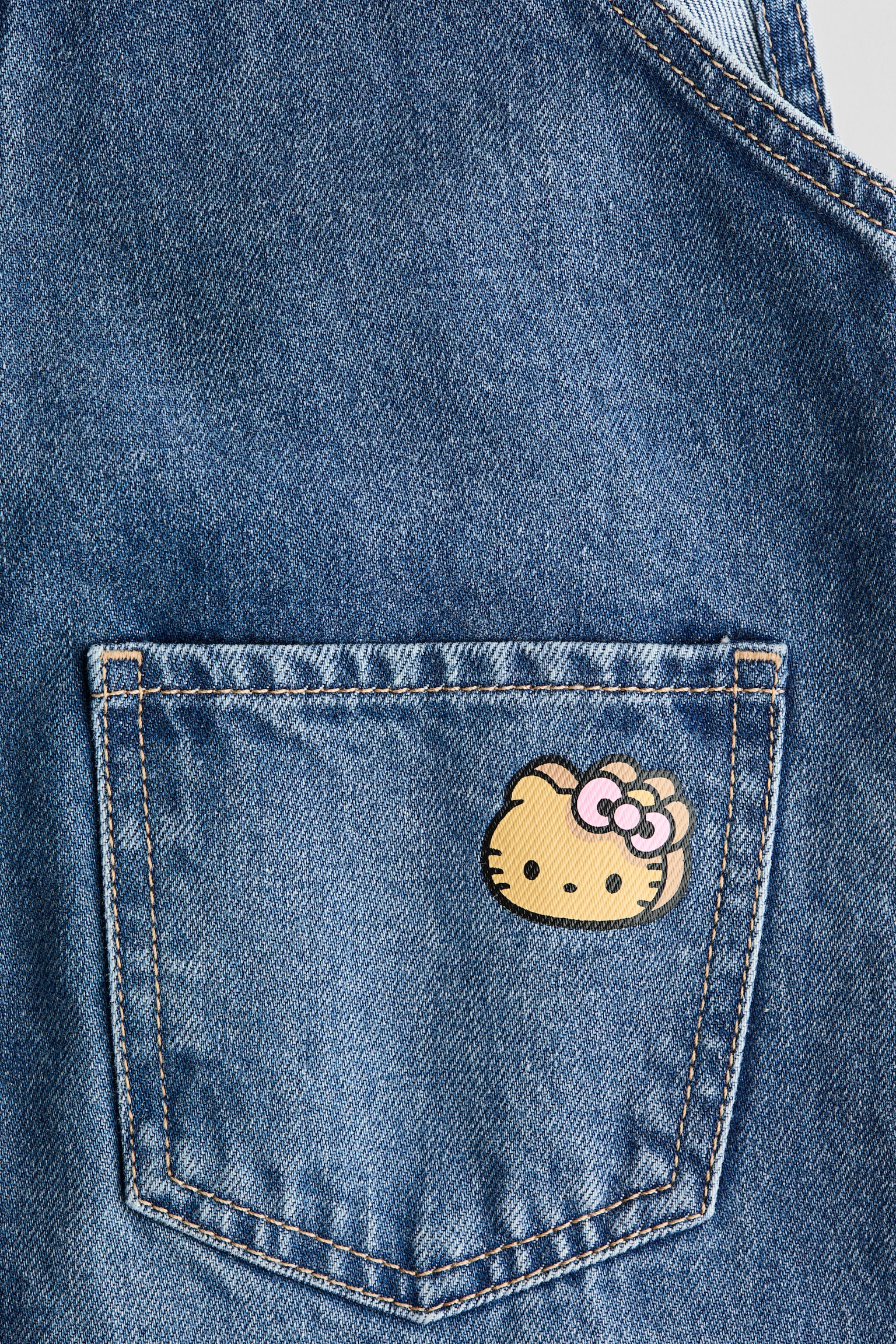 Printed denim dungarees - Denim blue/Hello Kitty - 4