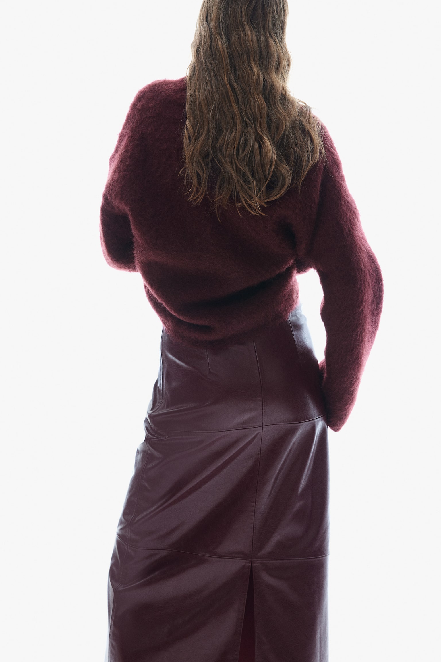 Coated skirt - Burgundy/Dark brown - 5