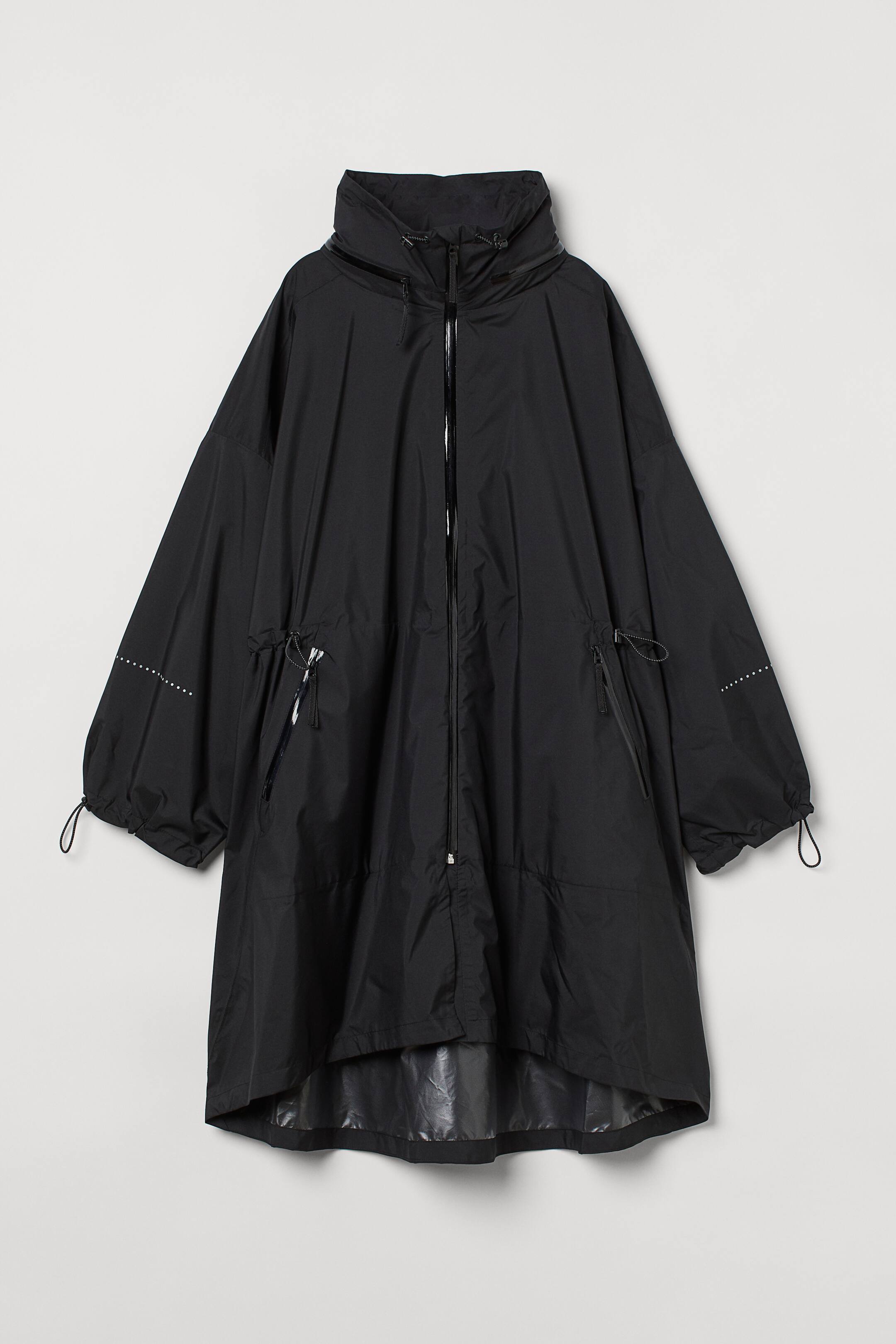 Packable commuter jacket Long sleeve Knee length Black Ladies