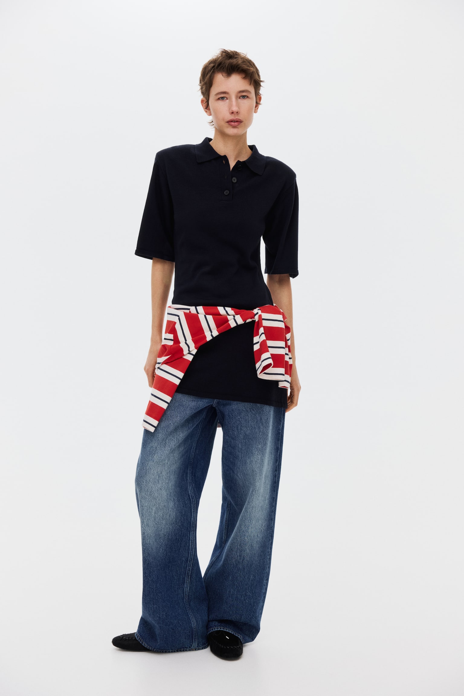 Fine-knit polo dress - Bleu marine - 4