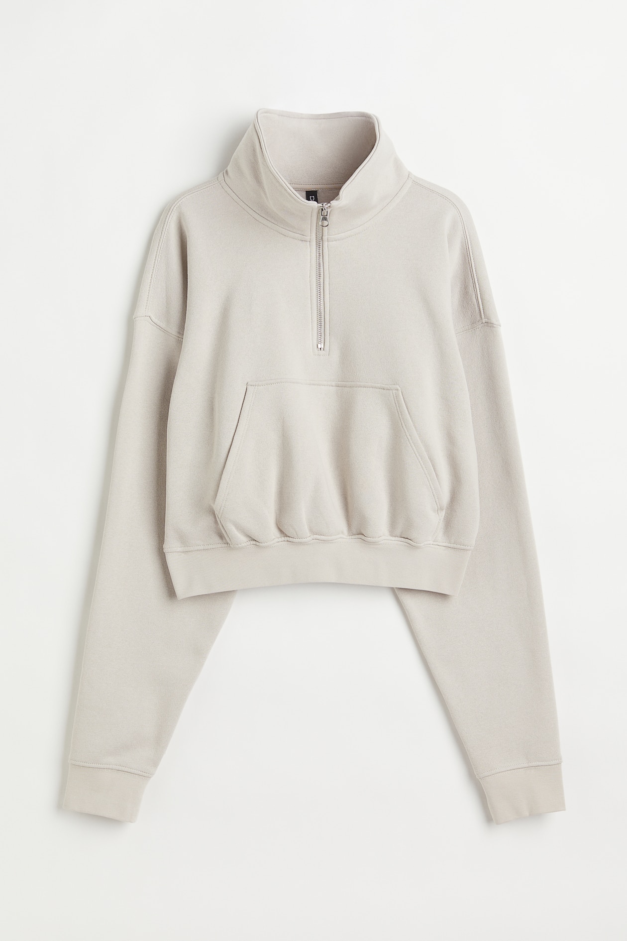 Half-zip Sweatshirt - Long sleeve - Short - Light beige - Ladies | H&M US