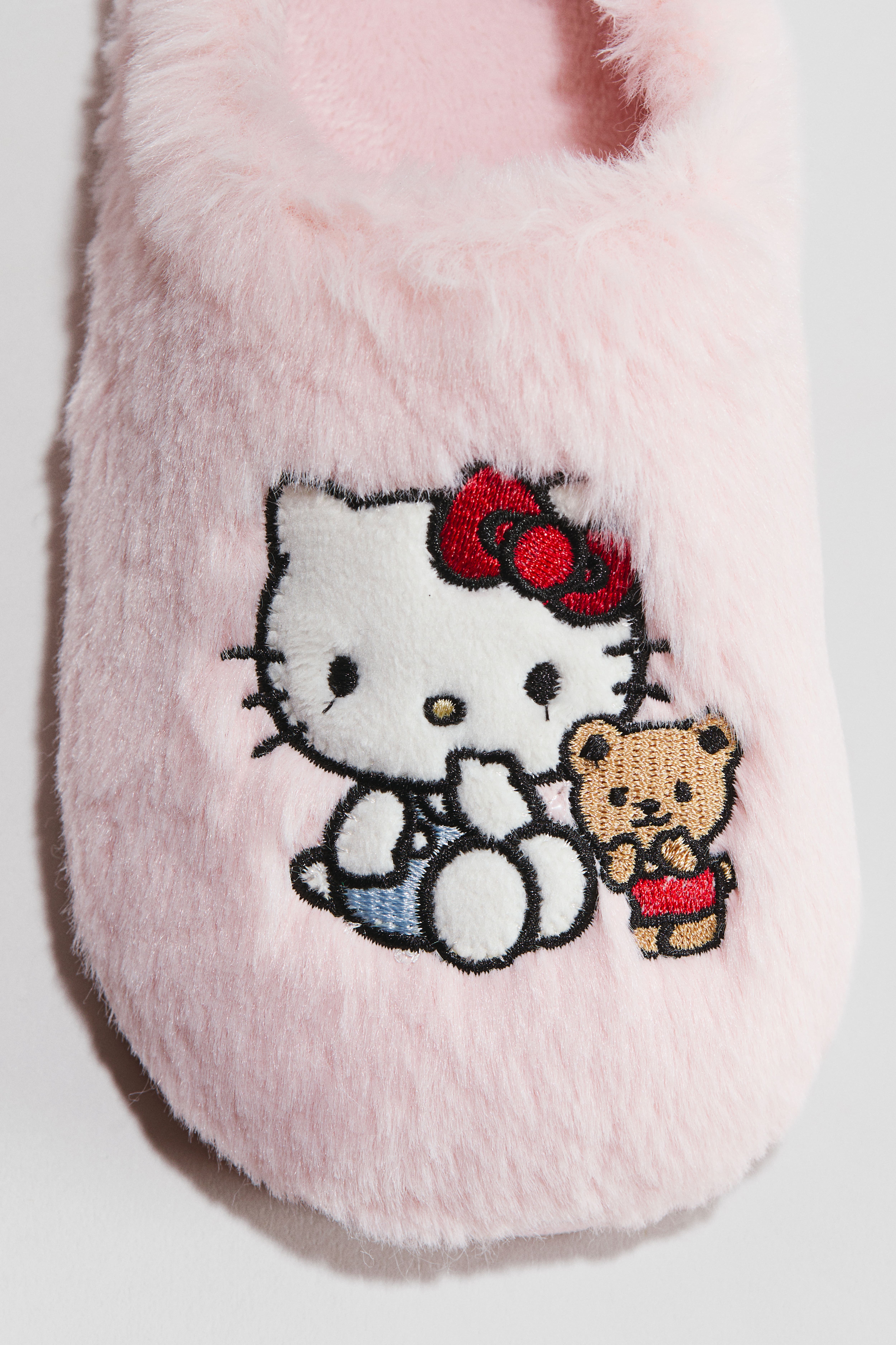 Embroidered-Motif Teddy Fleece Slippers