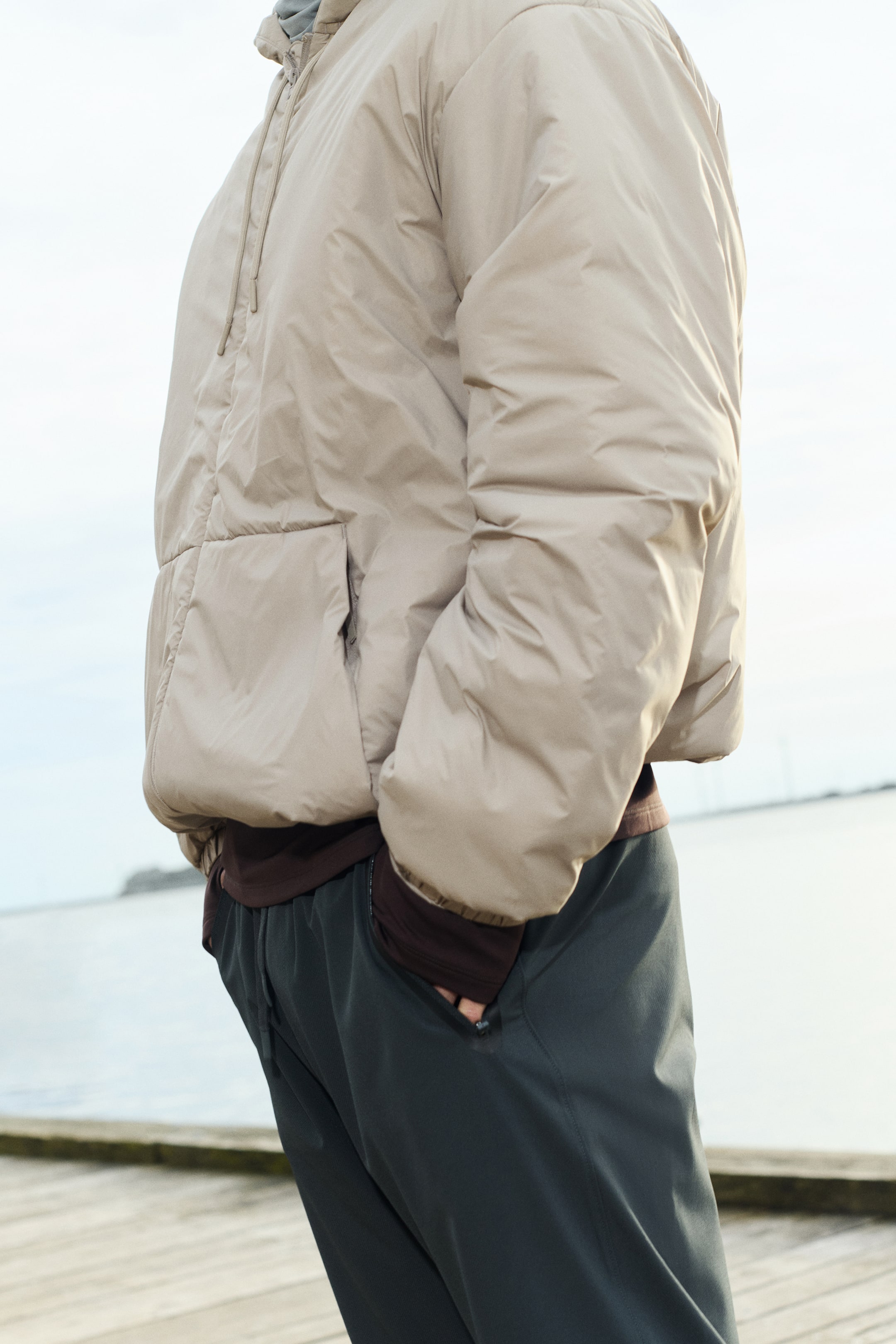 View larger image: Windproof & water-repellent padded jacket - Light beige - Men | H&M IE 4