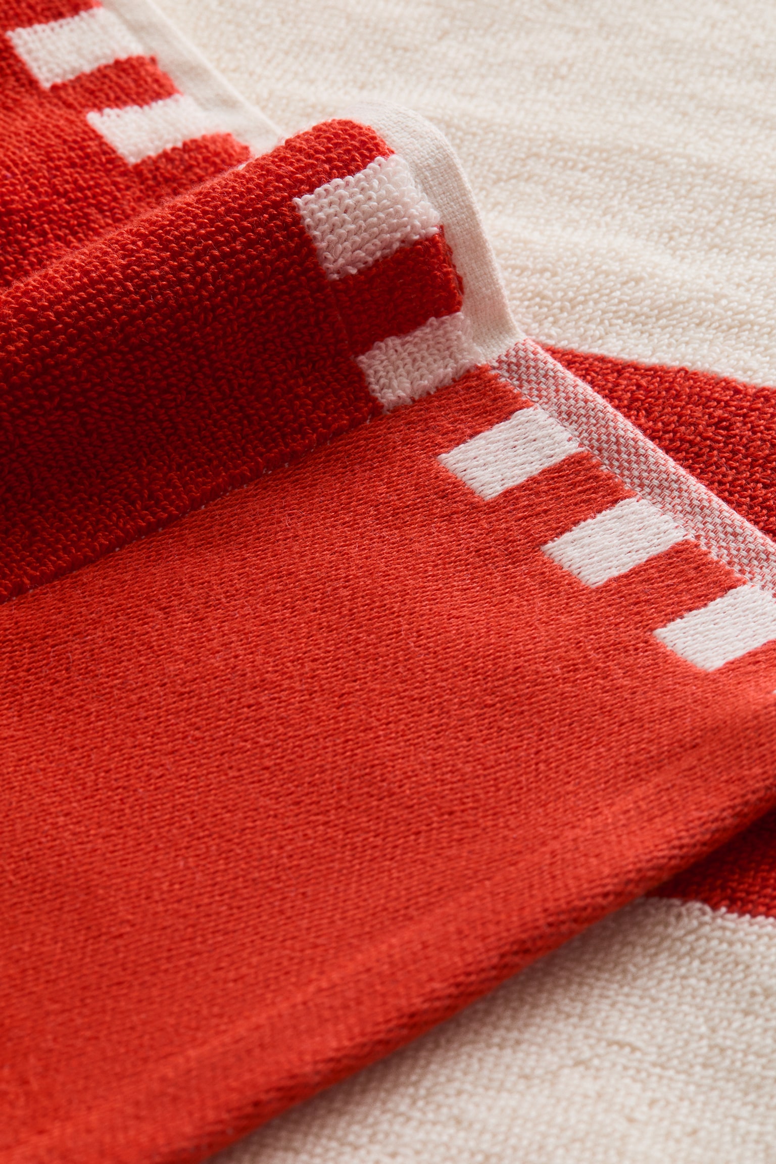 Striped cotton beach towel - Orange/Striped/Yellow/Striped/Bright blue/Striped/Light beige/Striped - 5