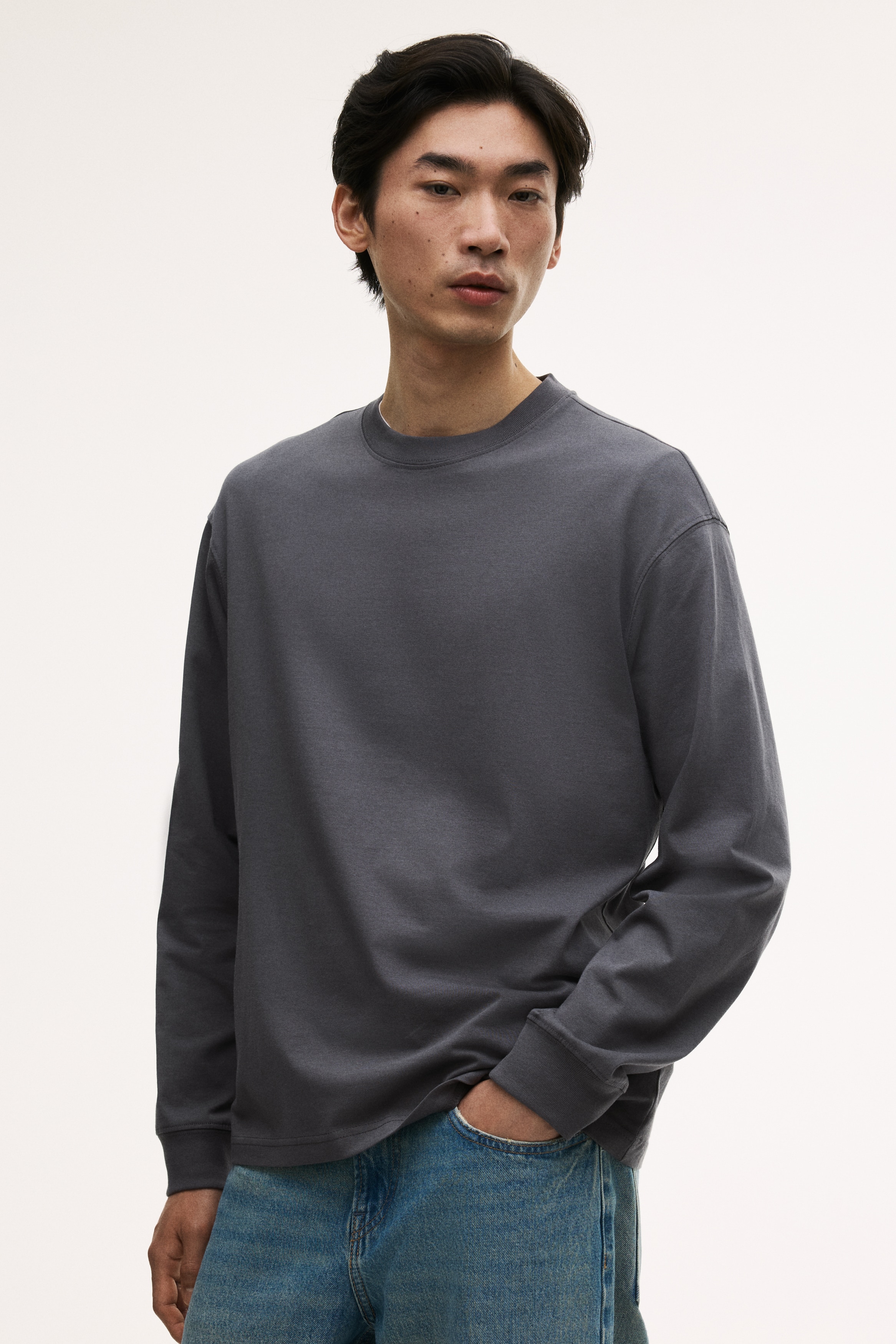 OVY LongT-shirt (top gray) 新品未使用品 Long-Sleeved Cotton Jersey Top - Light gray melange