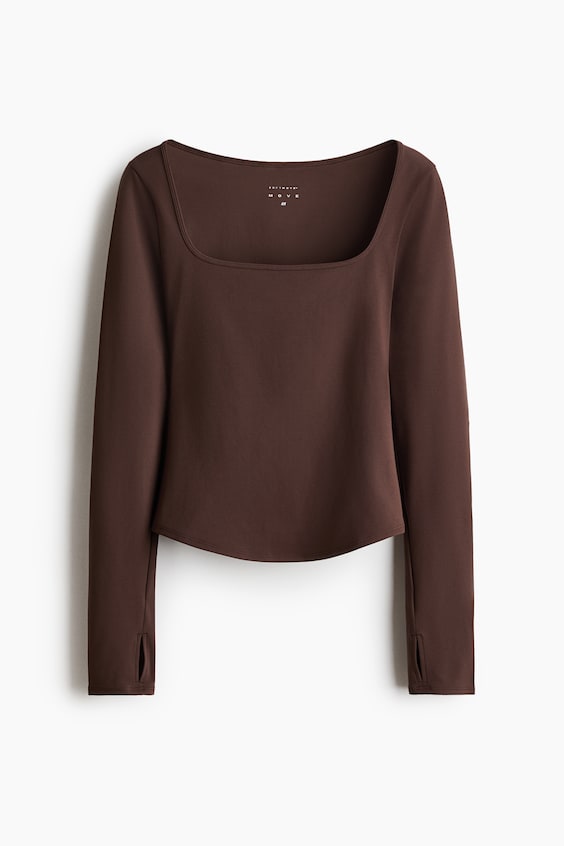 Женский топ H&M Move Long-Sleeved Sports with SoftMove™, цвет: Мокко