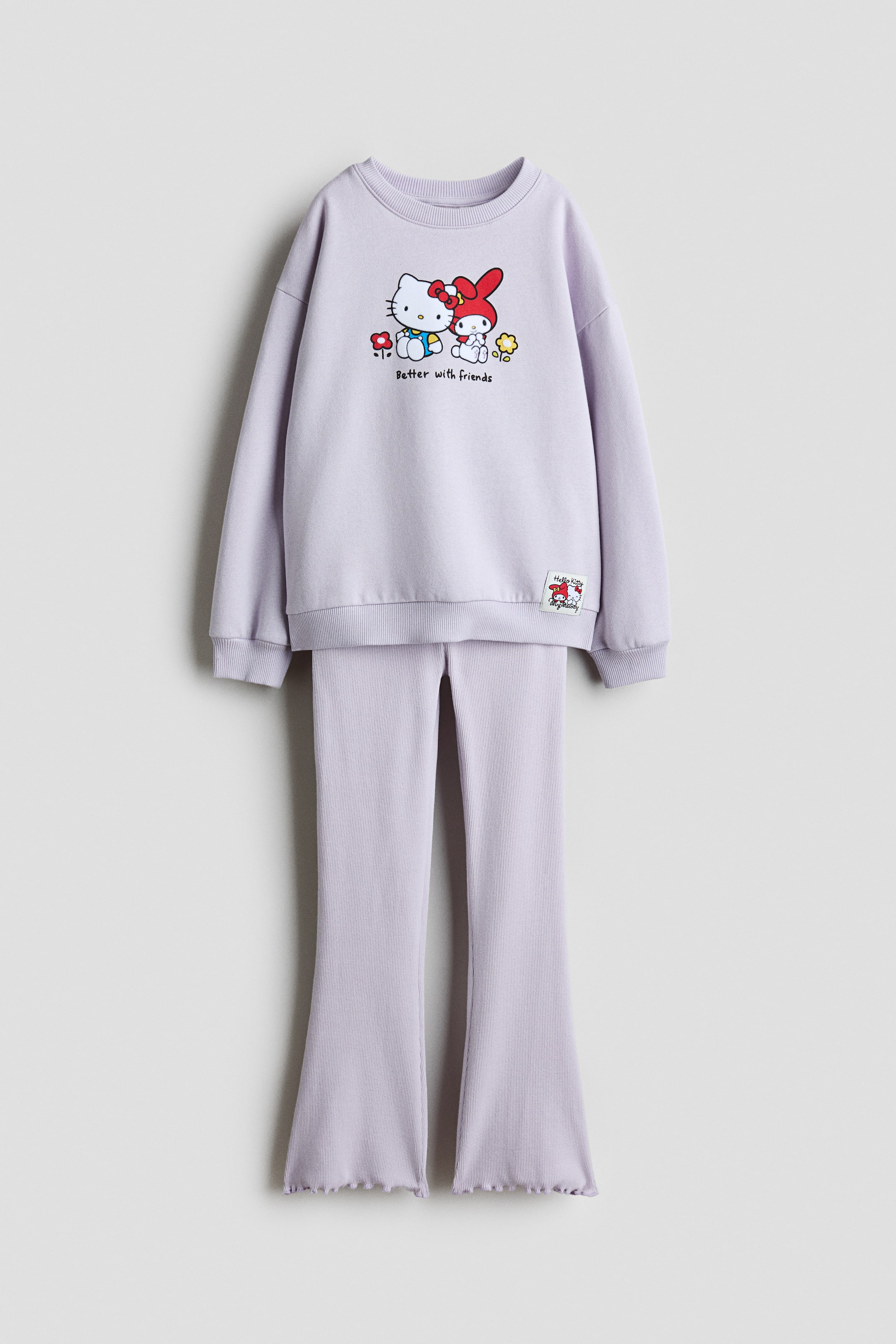 Grotere afbeelding bekijken: Tweedelige set met geprint motief - Lichtpaars/Hello Kitty - KINDEREN | H&M NL 1