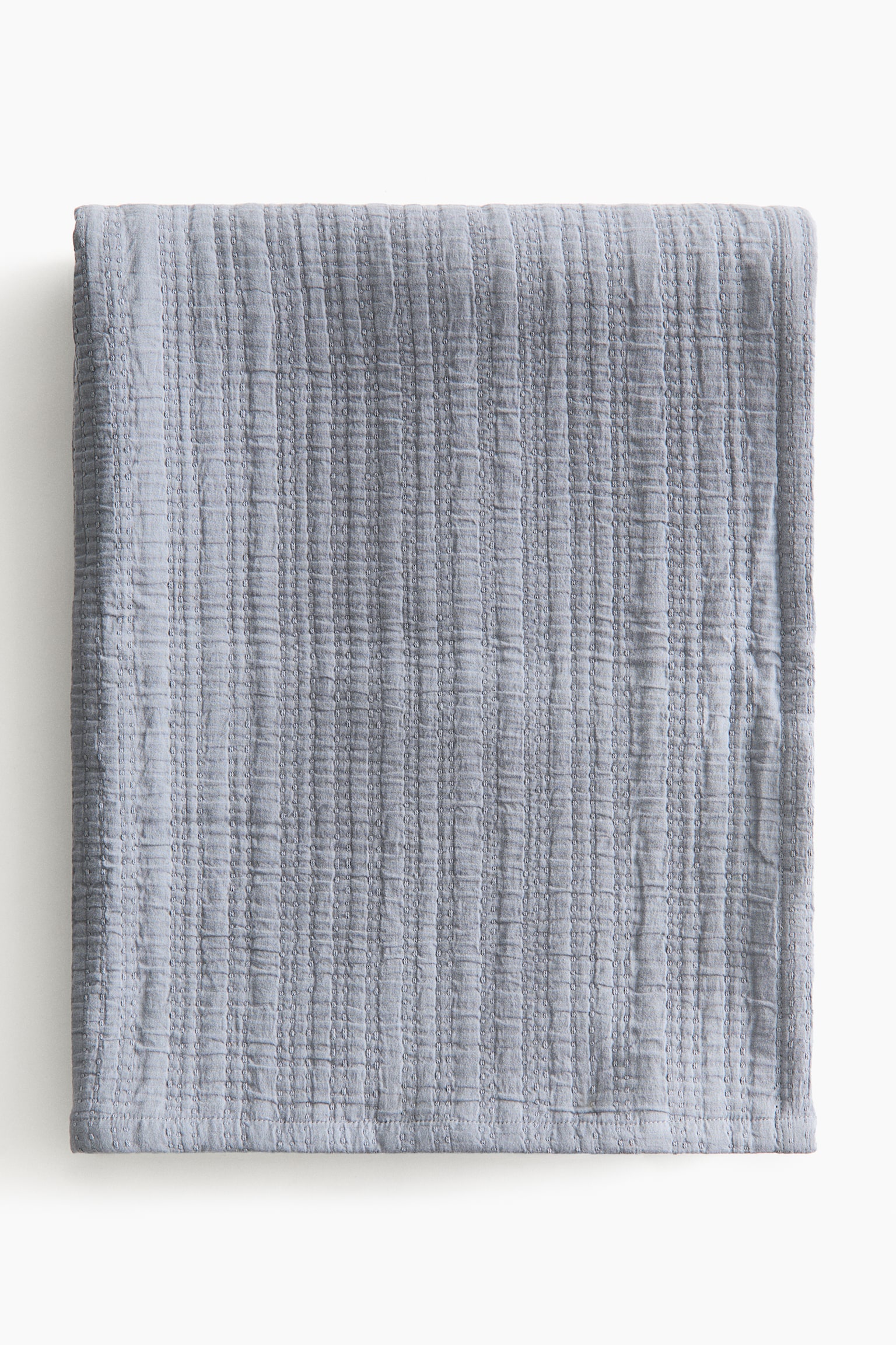 Cotton Muslin Bedspread - Dusty blue/Light beige/Light brown/Taupe/Dusty taupe