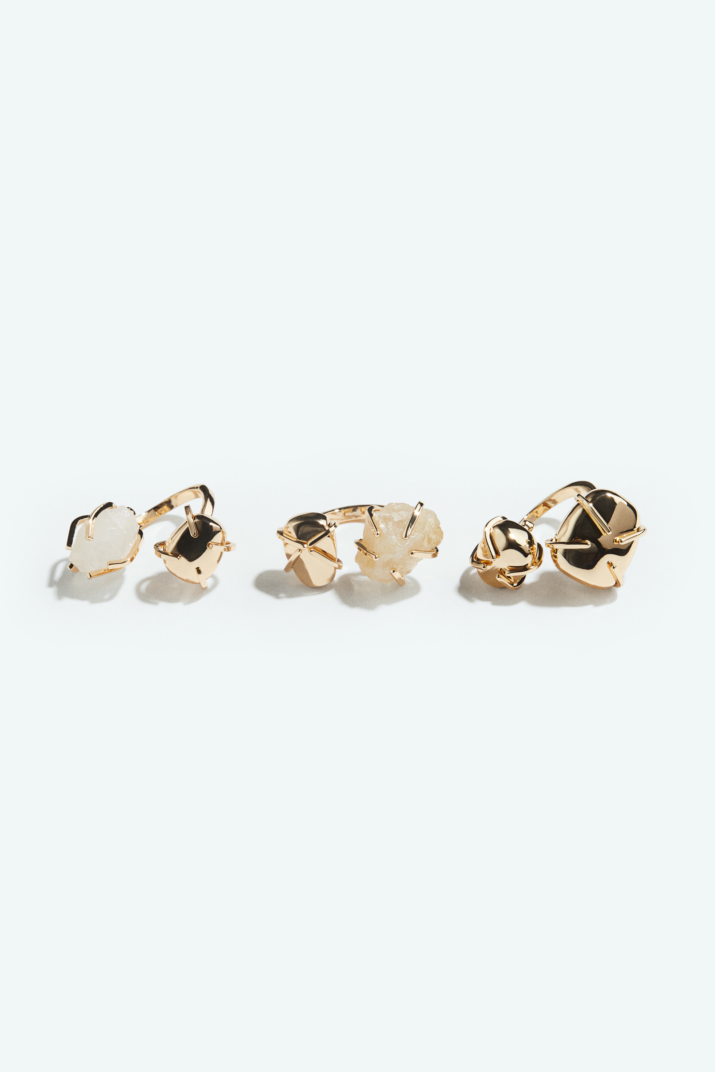 Pack de 3 anillos - Dorado/Blanco