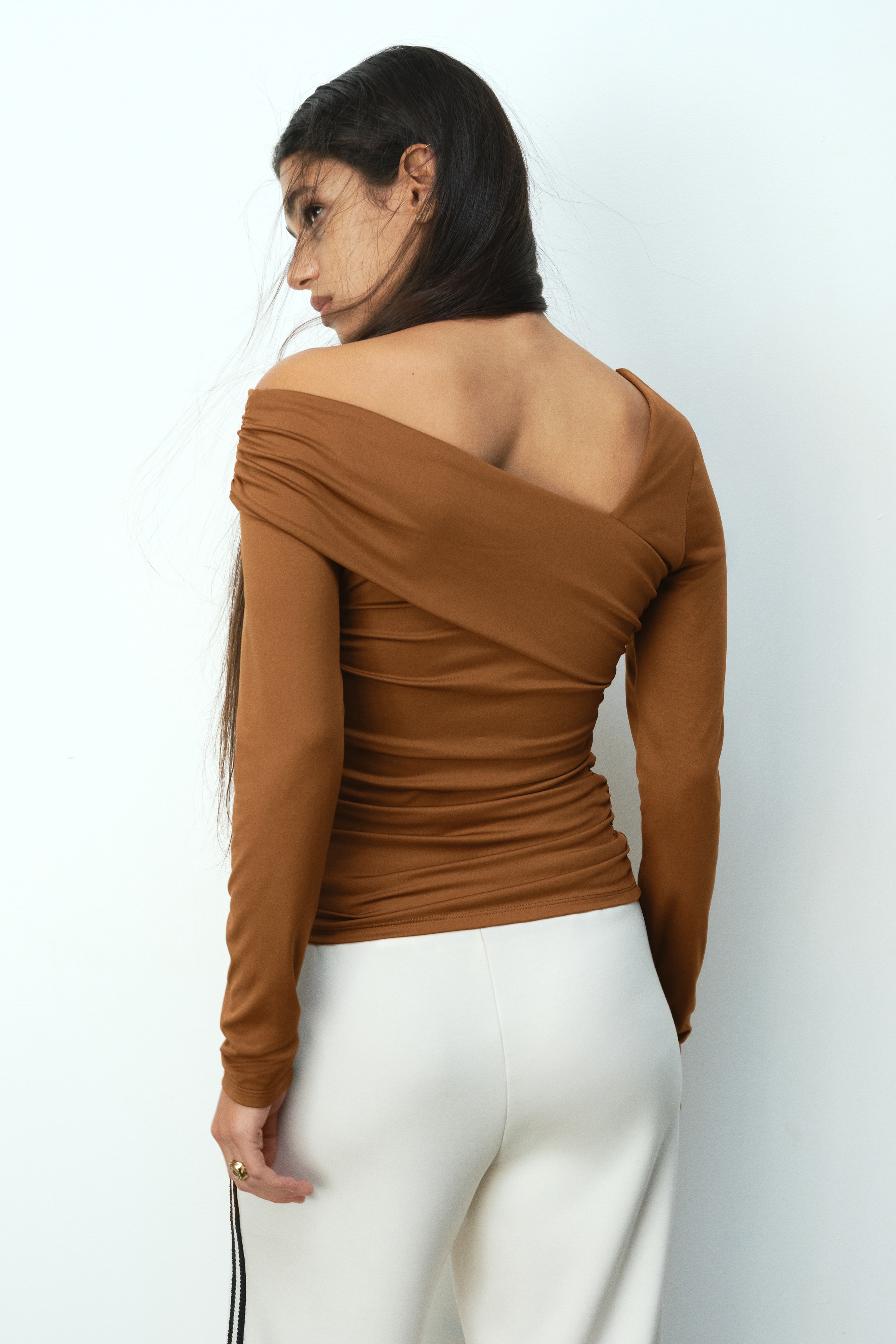 Draped one-shoulder top