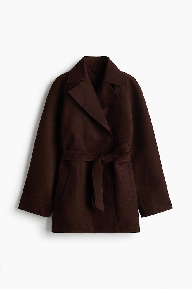 Tie-belt coat - Dark brown - 1
