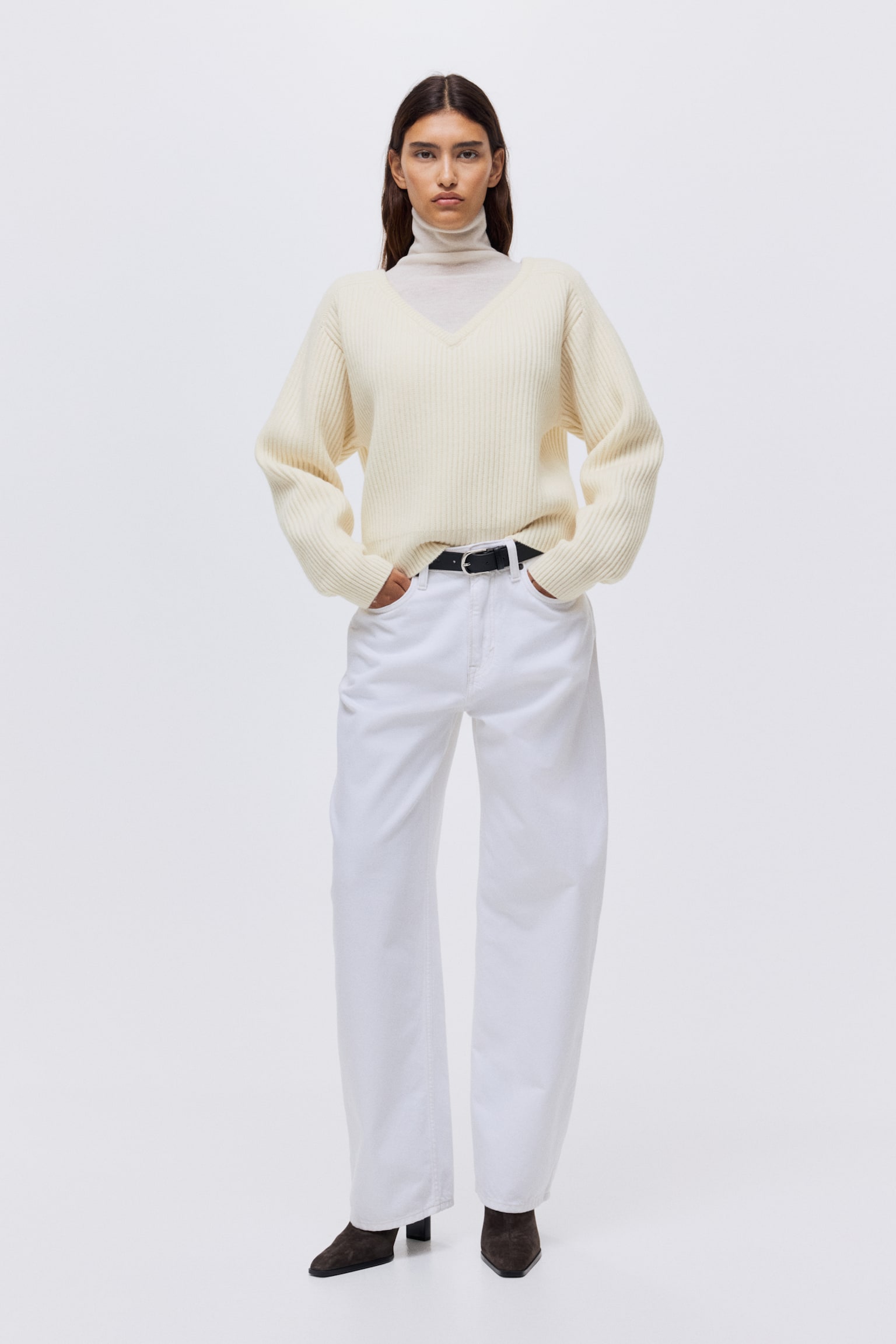 Rib-knit wool jumper - Cream - 4
