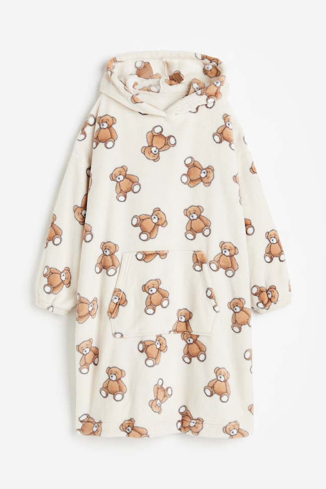 Hooded pile blanket - Natural white/Teddy bears - 1