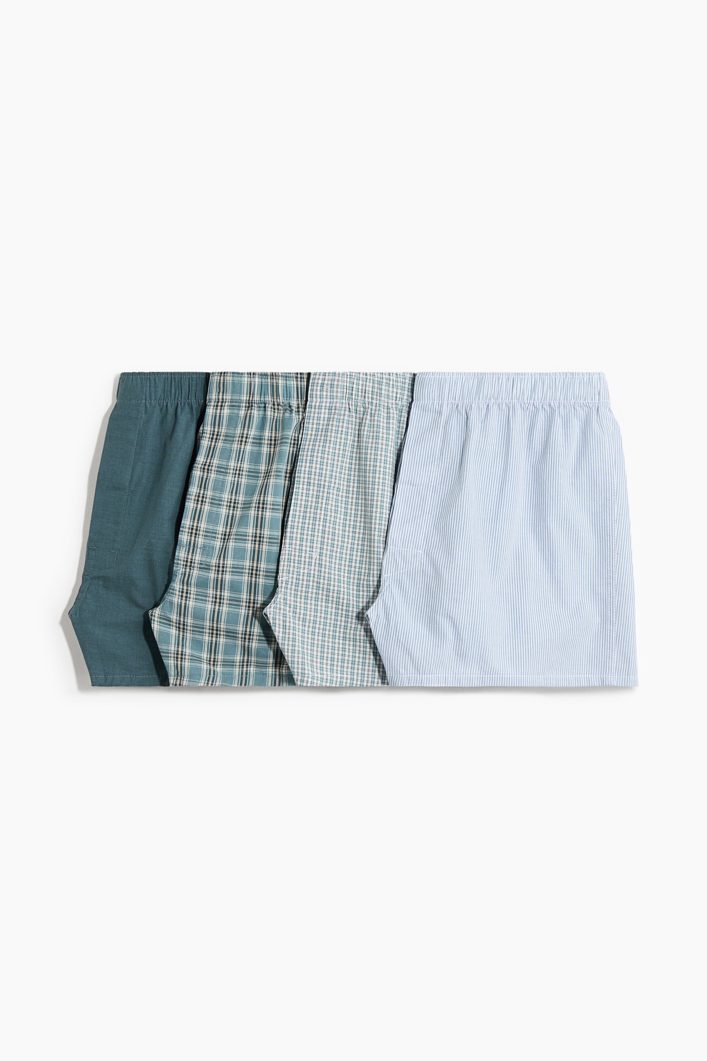 4-Pack Woven Boxer Shorts - Dark turquoise/checked/Black/white plaid/Light yellow/checked/Black/gray/Pink/checked/Khaki green/checked/Light blue/dark blue/White/beige/dark khaki green/Blue/checked/Navy blue/striped/Purple/striped/Blue/plaid/Dark blue/checked/Dark gray/checked