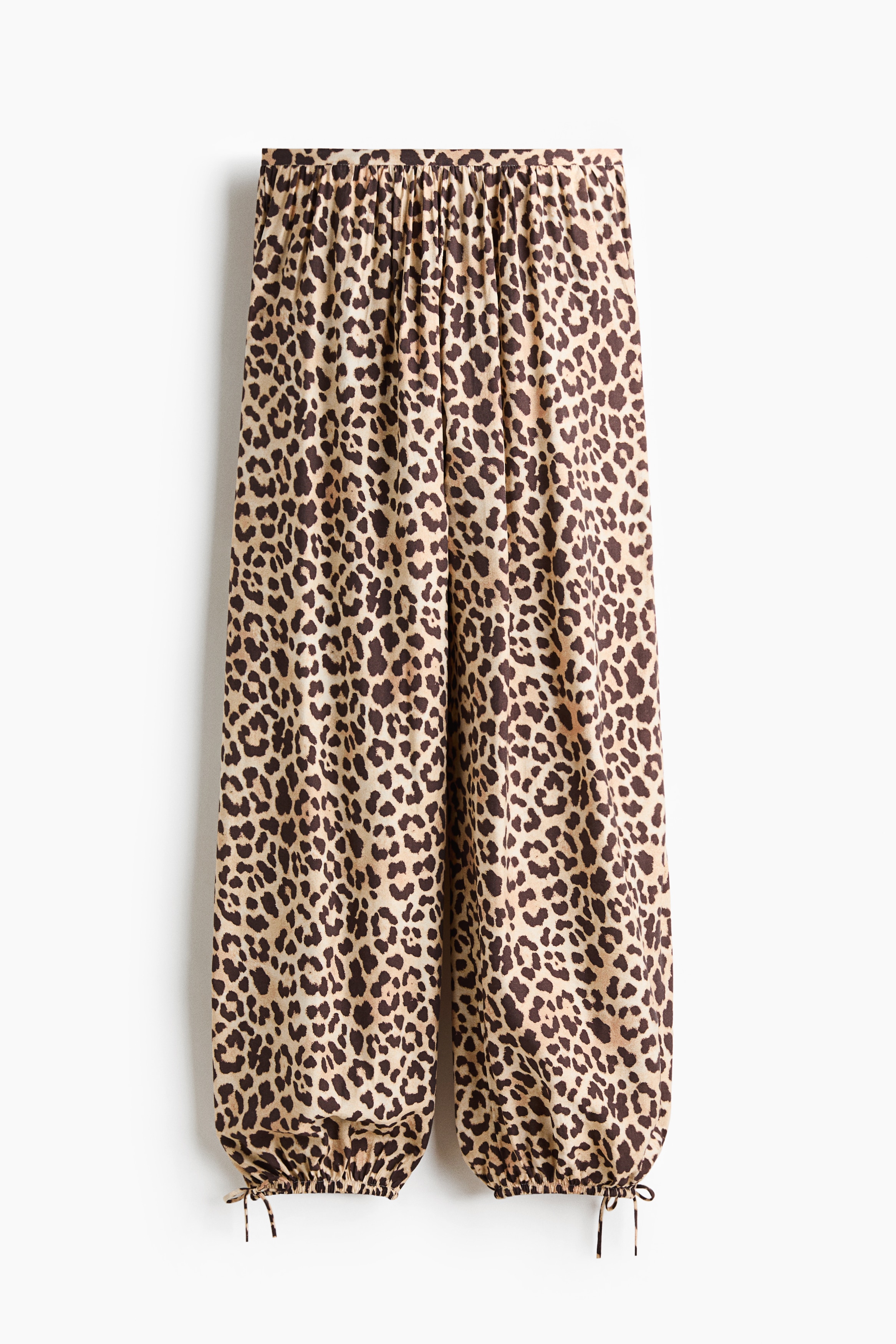 Pantalon à jambes barrel - Beige/imprimé léopard